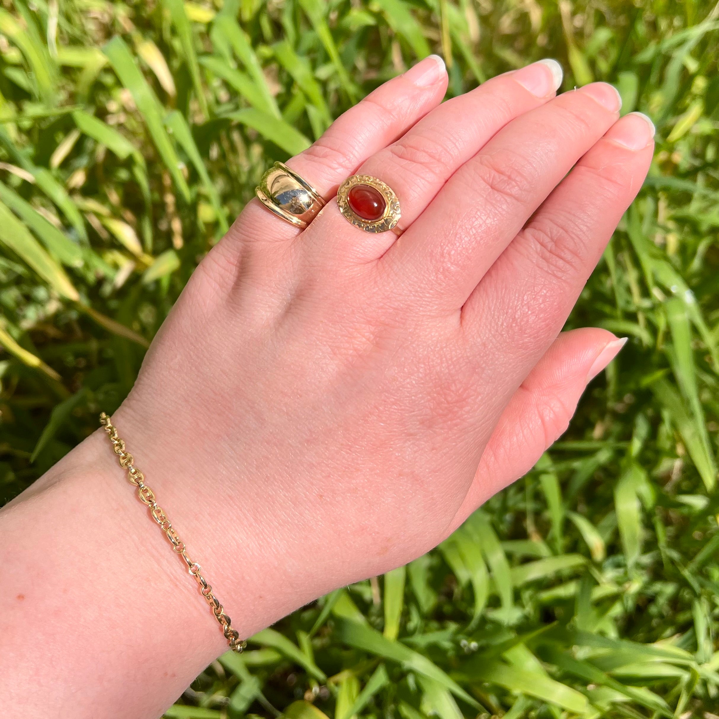 Vintage 14k Gold Puffy Mariner Chain Bracelet