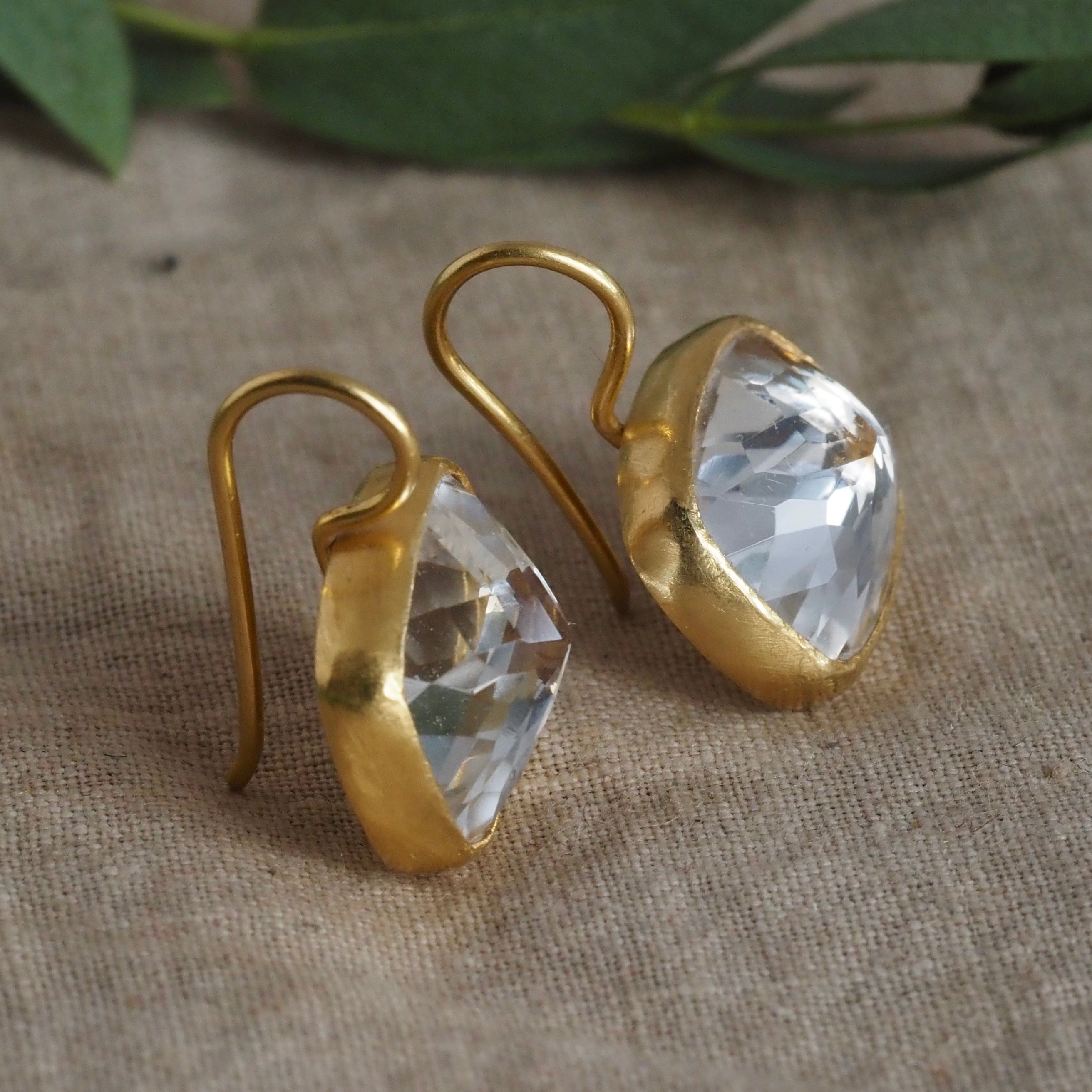 White Topaz 22k Gold Stephanie Albertson Earrings