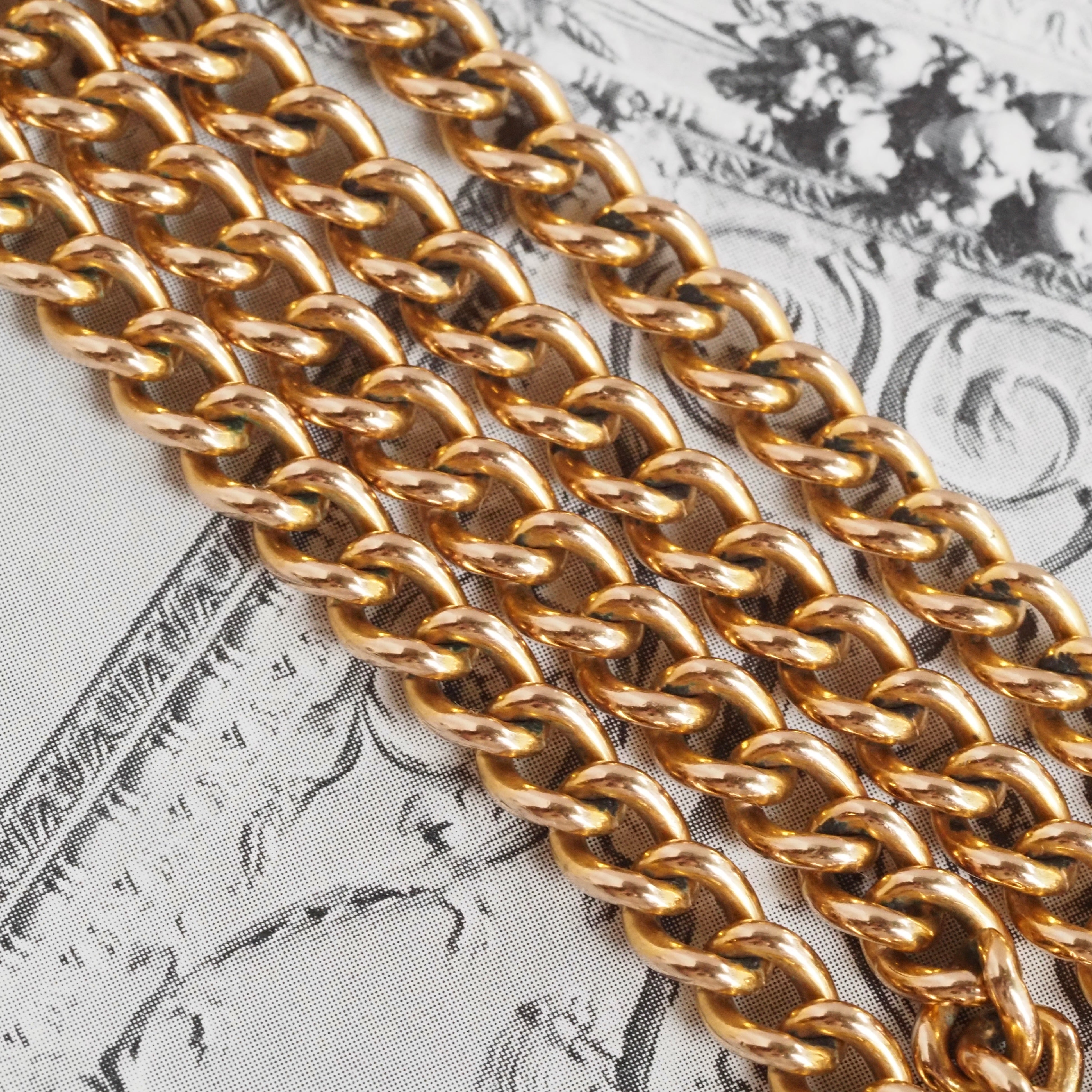 Vintage English 9k Gold Albert Chain Necklace with T Bar and Dog Clip