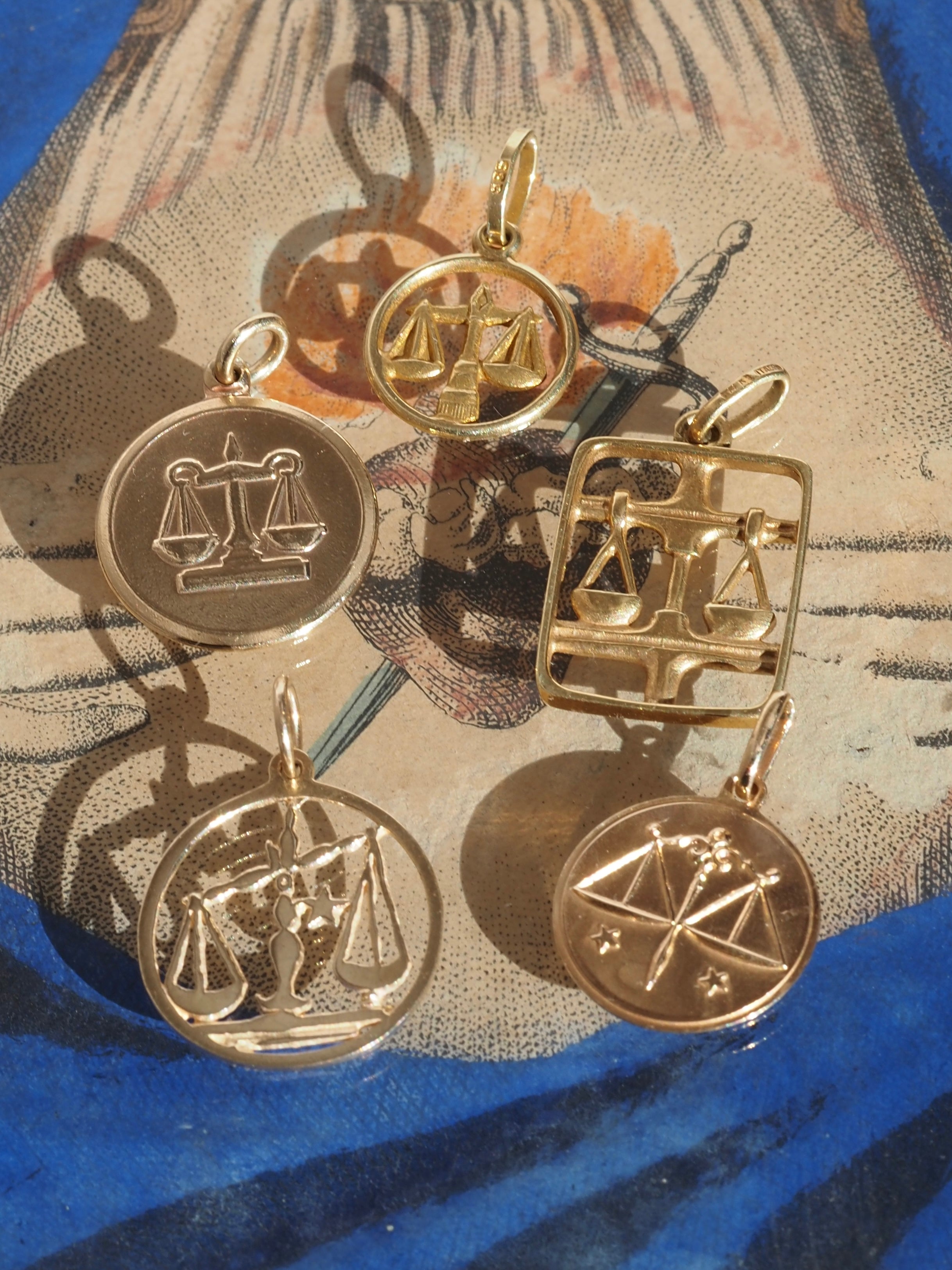 Vintage Gold Libra Pendants