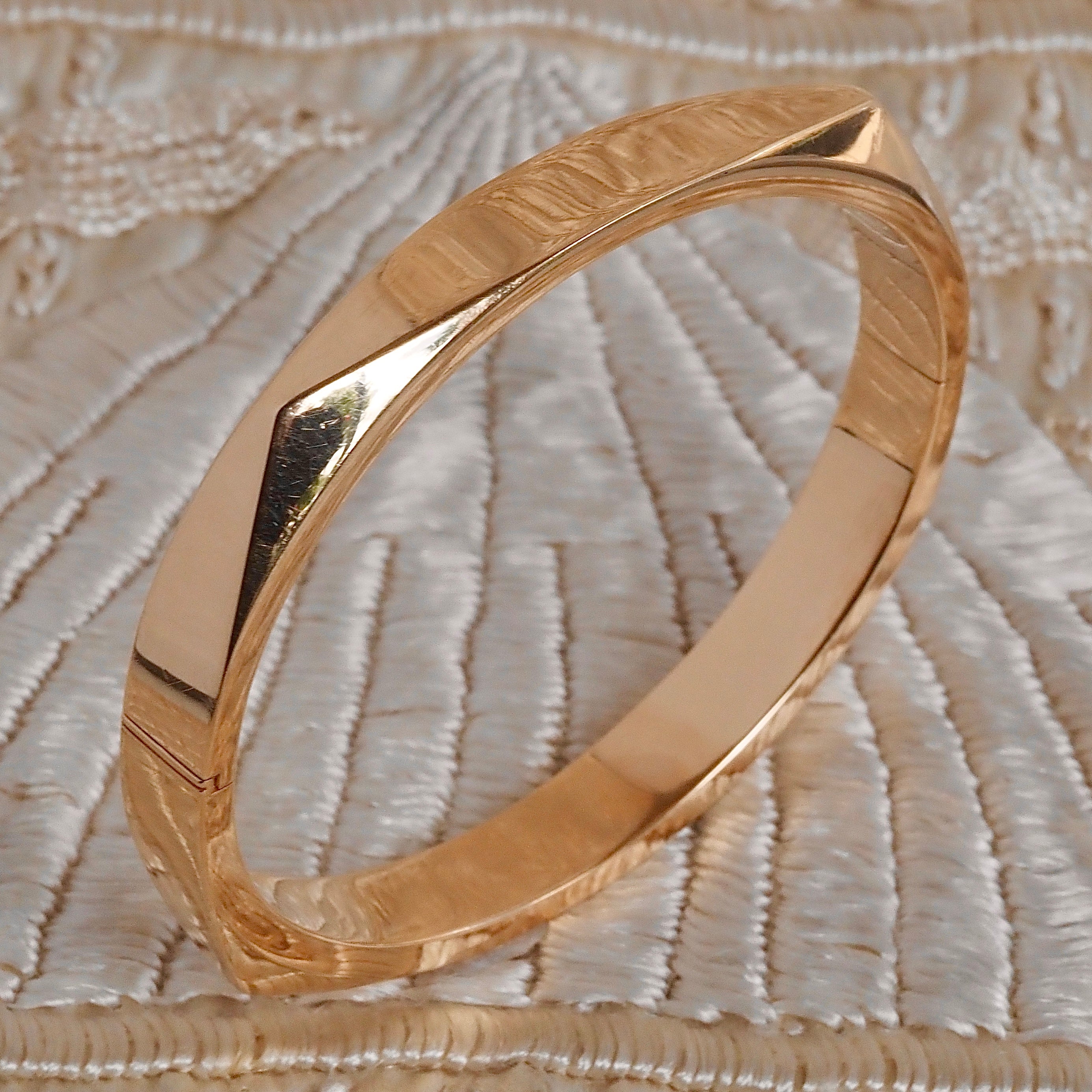 Vintage Danish 14k Gold Beveled Hinged Bracelet