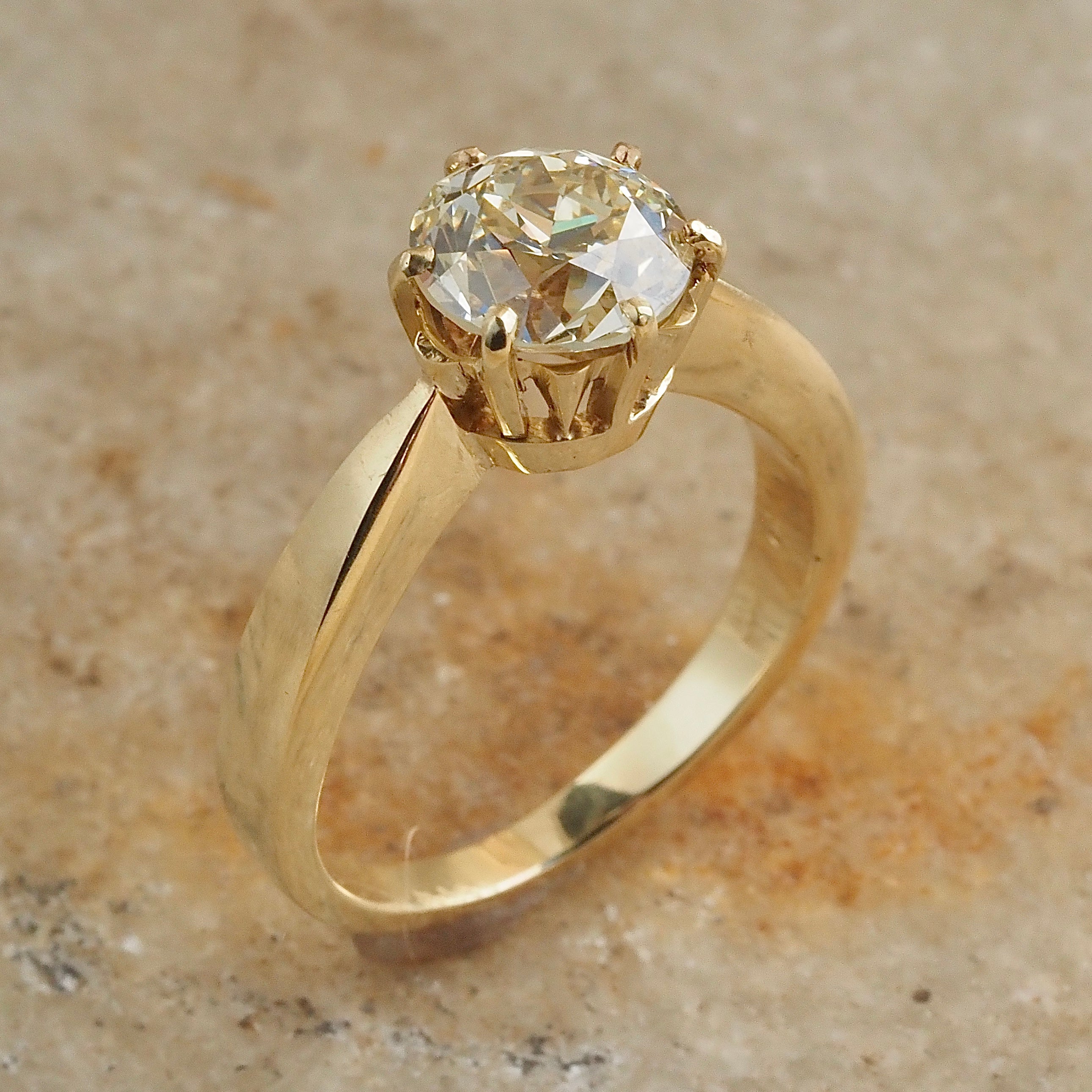 Antique 2.01ct Old European Cut Diamond in Vintage 14k Gold Engagement Ring