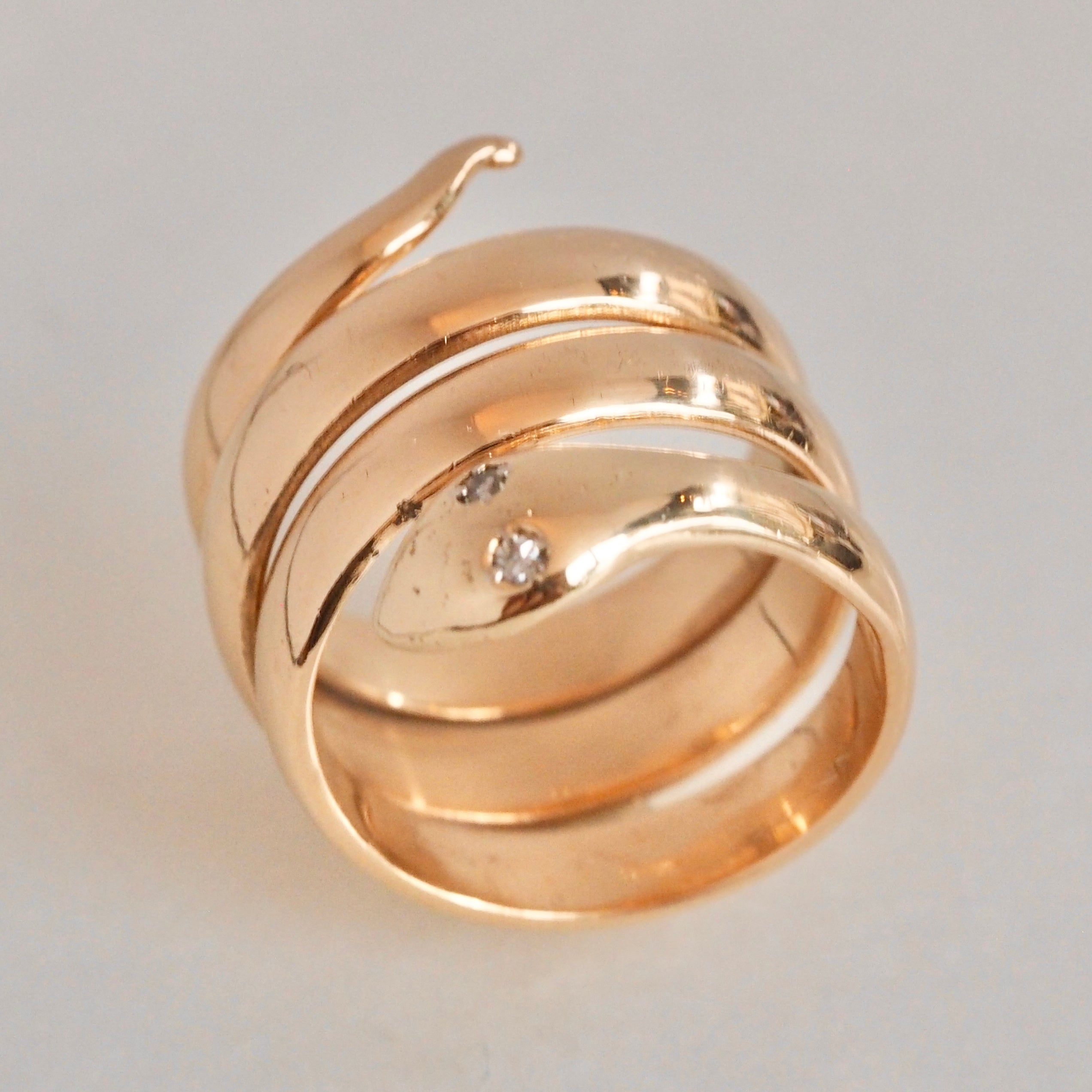 Vintage 14k Gold Diamond Snake Ring