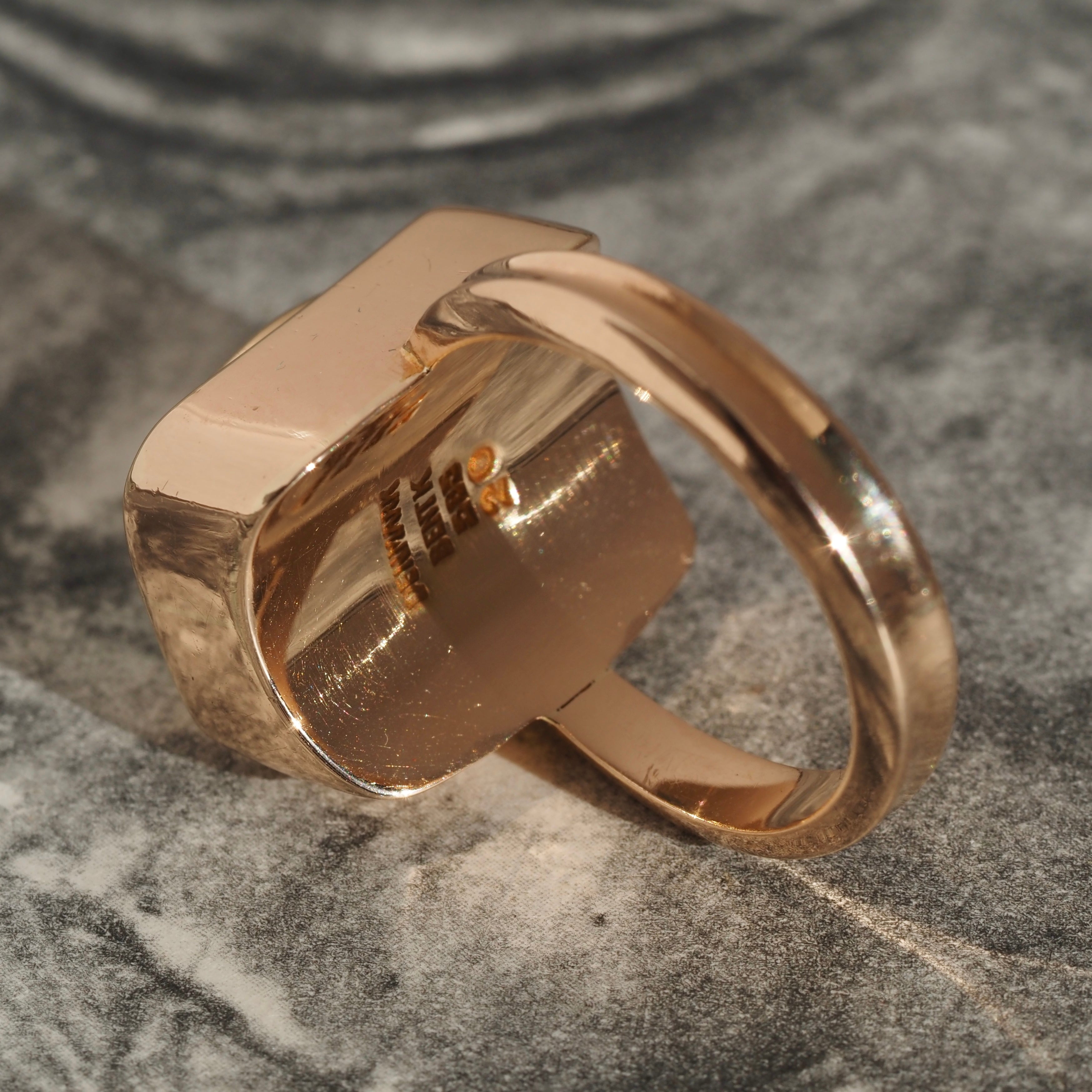 Modernist Danish 14k Gold Jade Ring