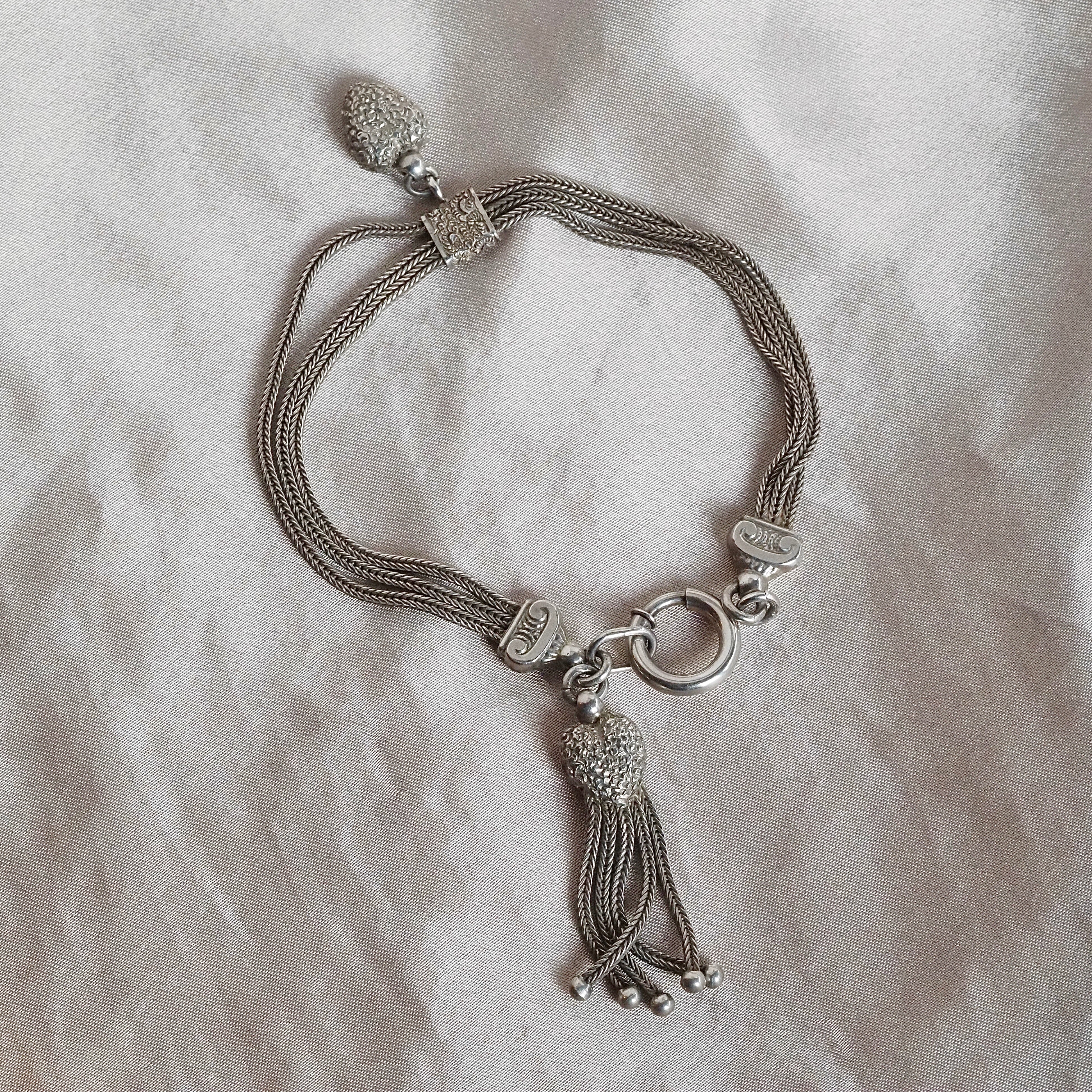 Antique Victorian Sterling Silver Tassel Bracelet