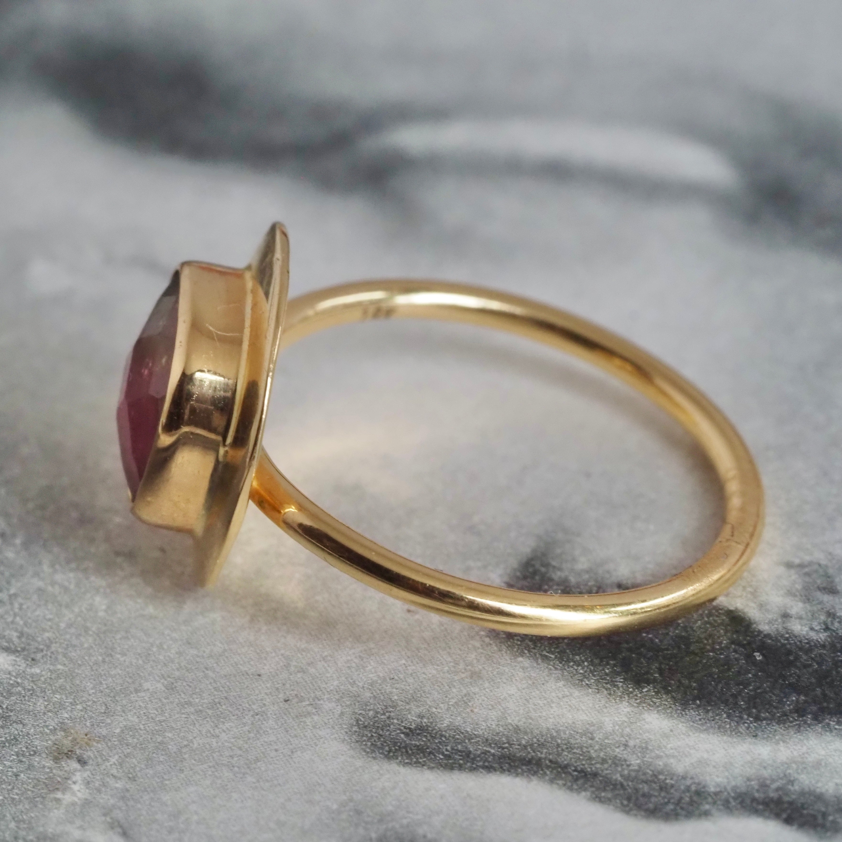 Watermelon Tourmaline 18k Gold Ring