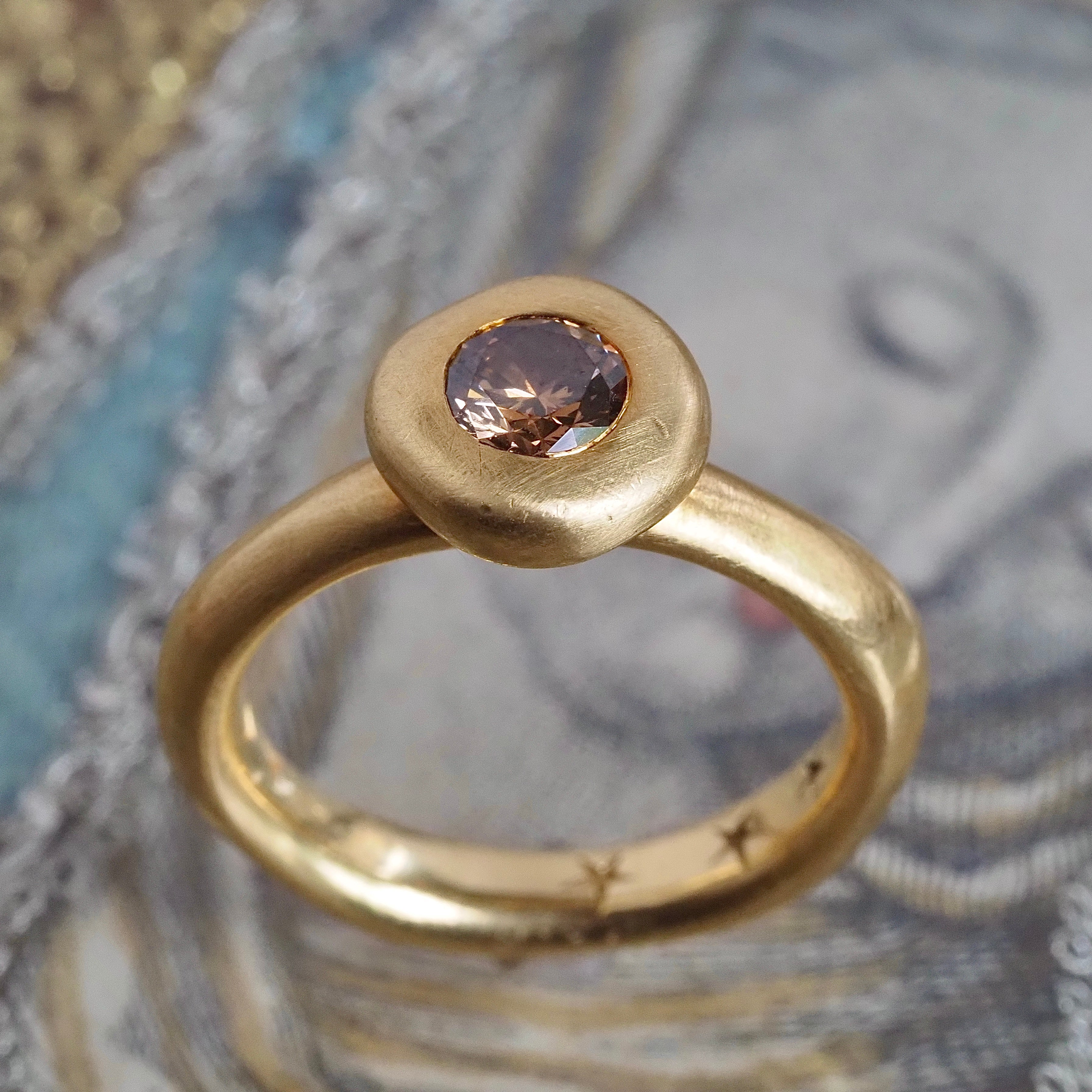 Brown Diamond Brushed 18k Gold Ring by H. Stern