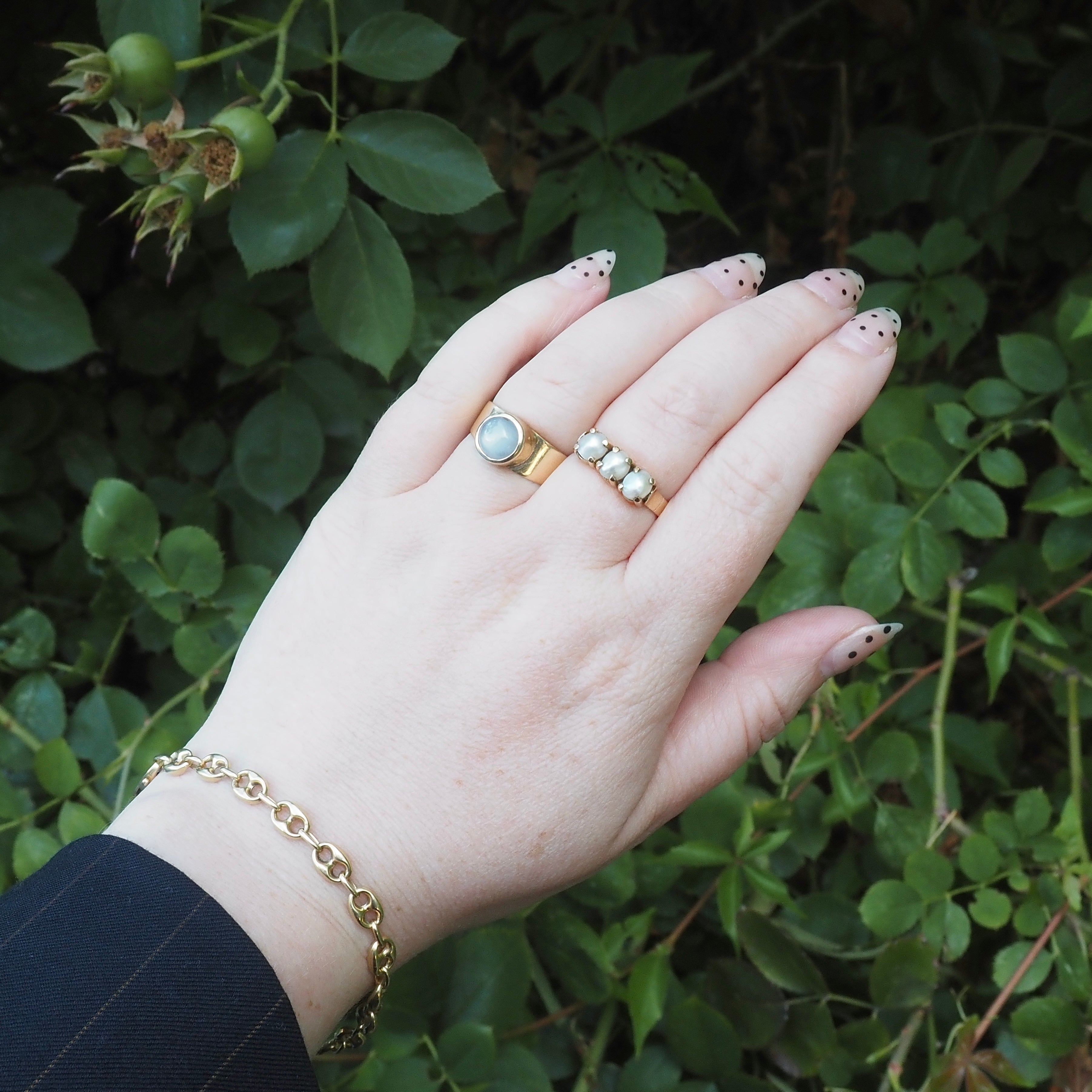 Vintage Baroque Pearl Trilogy 18k Gold Ring