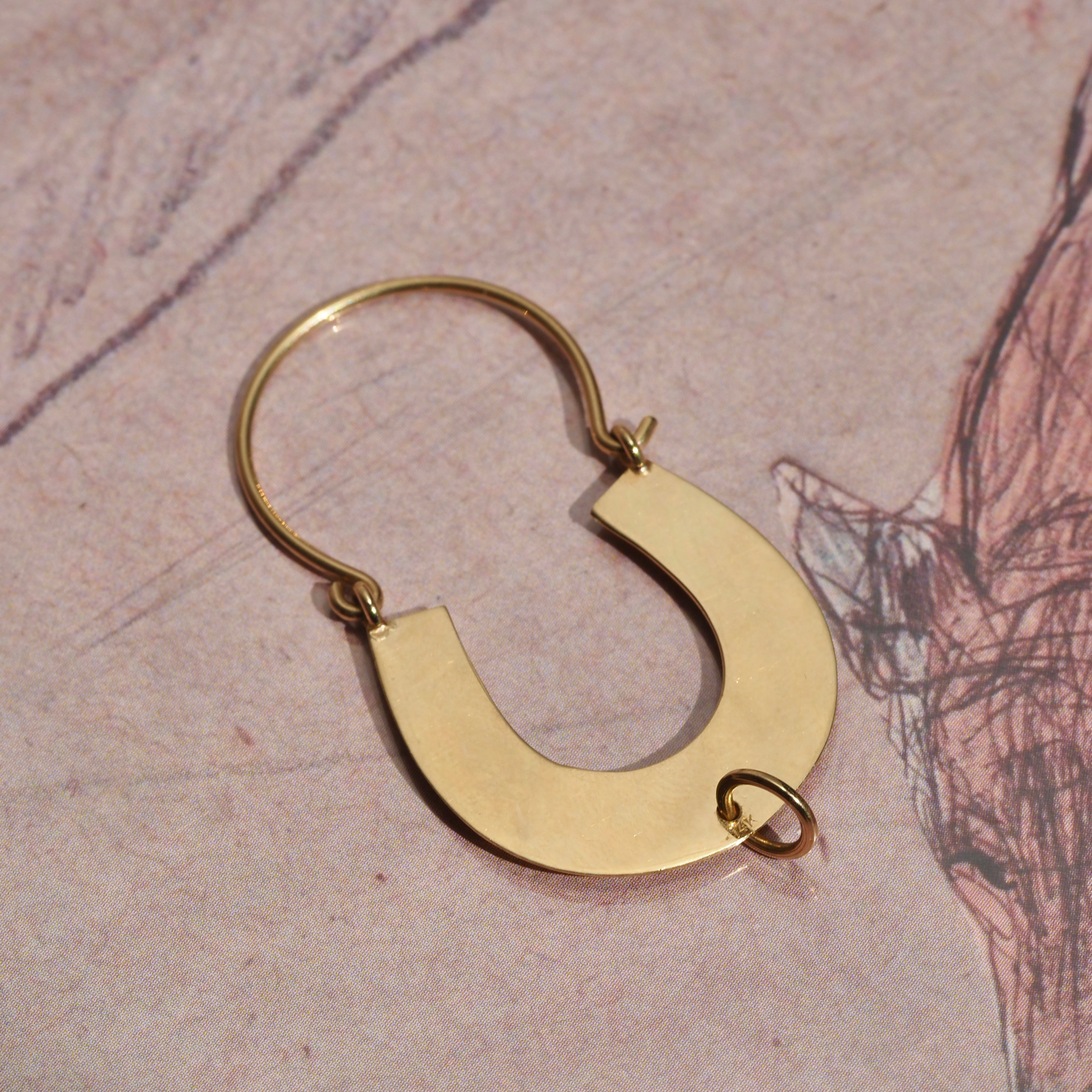 Vintage 14k Gold Horseshoe Charm Holder