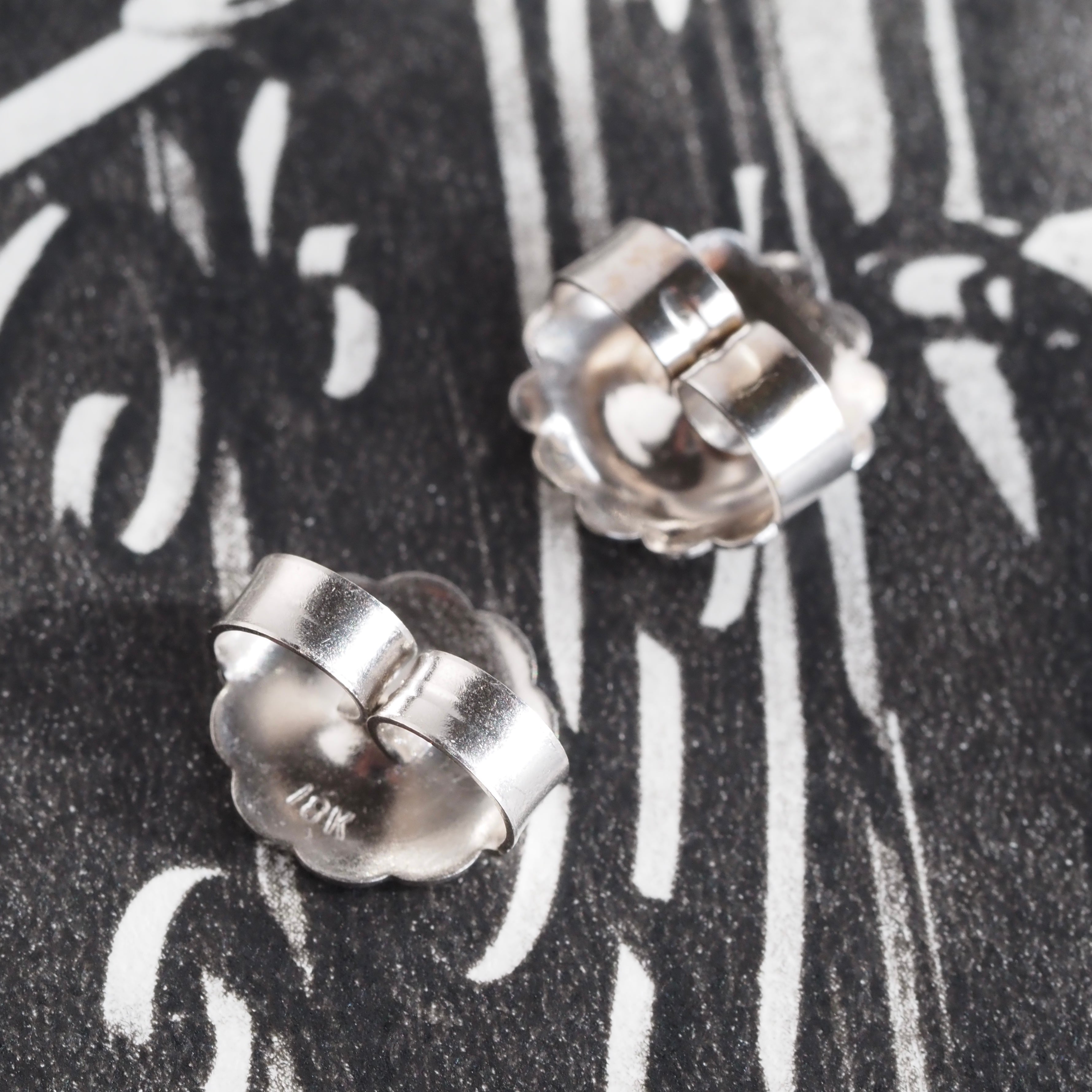 Vintage Diamond 18k White Gold Bezel Set Earrings