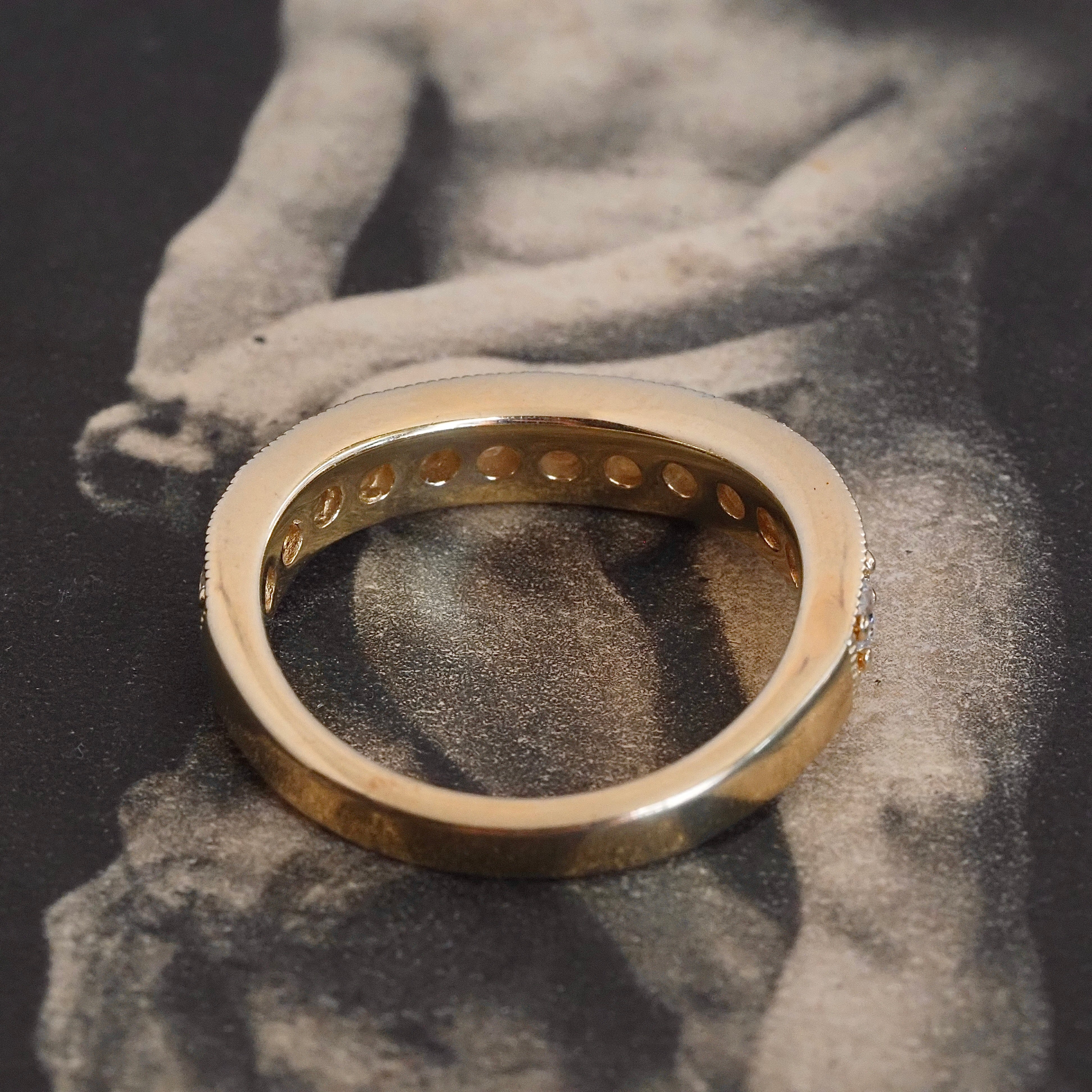 Wavy Diamond Half Eternity 14k Gold Band