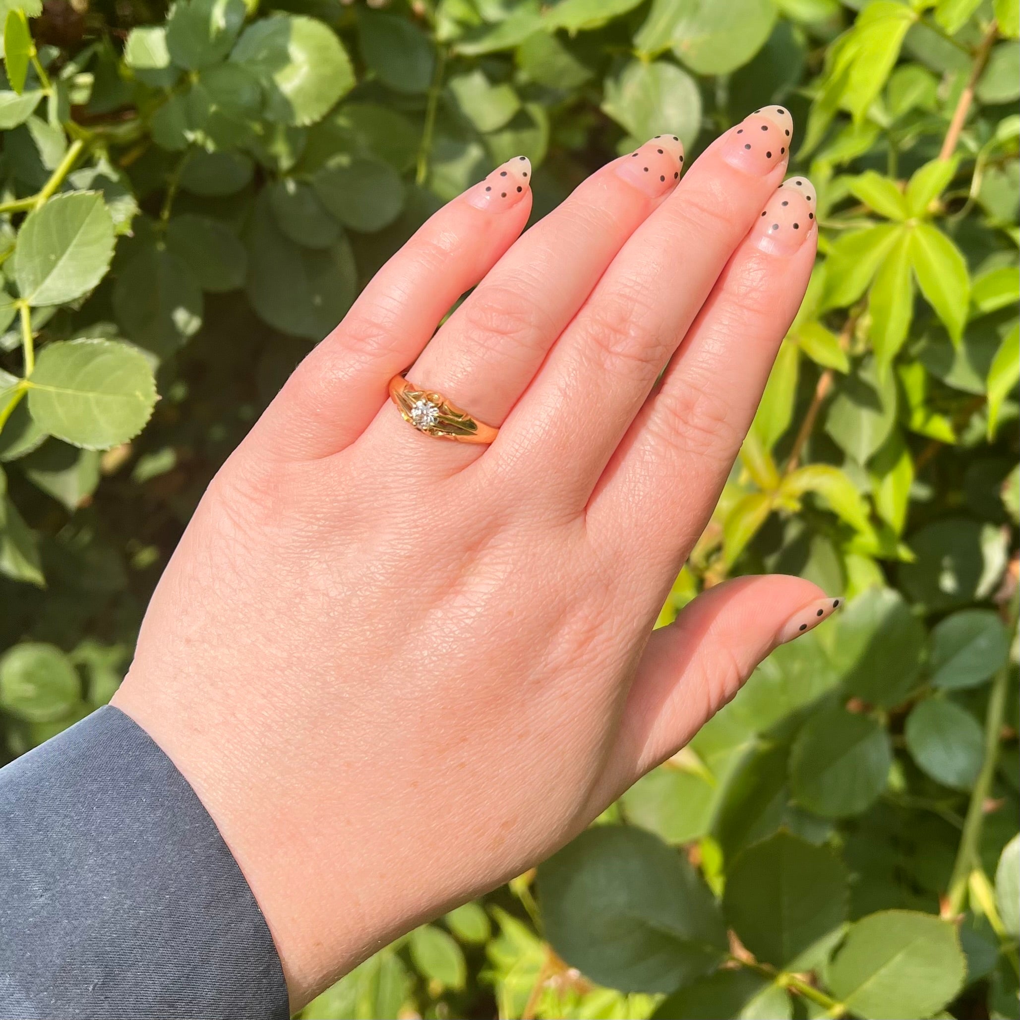 Antique Victorian English 18k Gold Old Mine Cut Diamond Belcher Engagement Ring