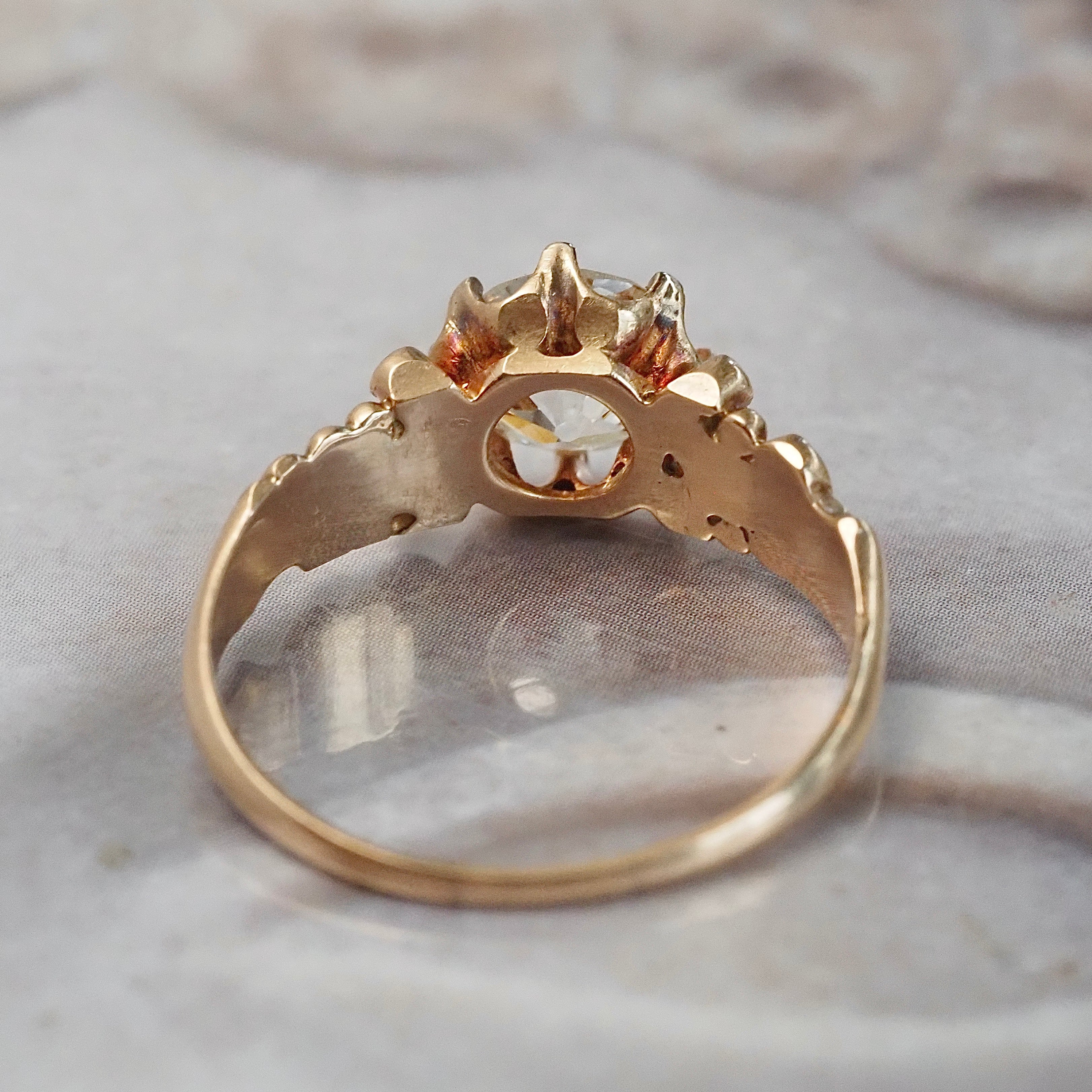 Antique Victorian 1.23ct Old European Cut Diamond 14k Gold Engagement Ring