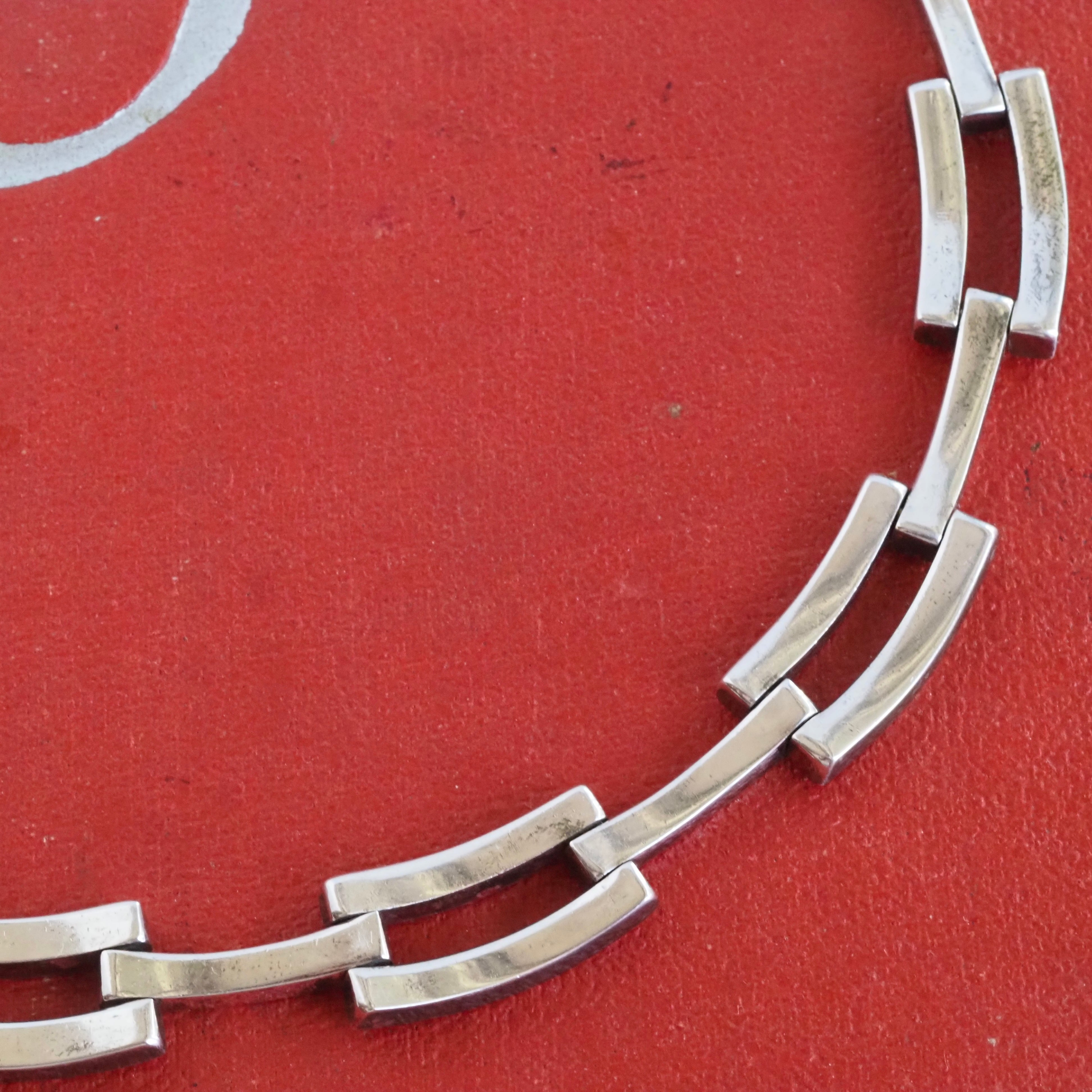 Vintage Gucci Link Sterling Silver Collar Necklace