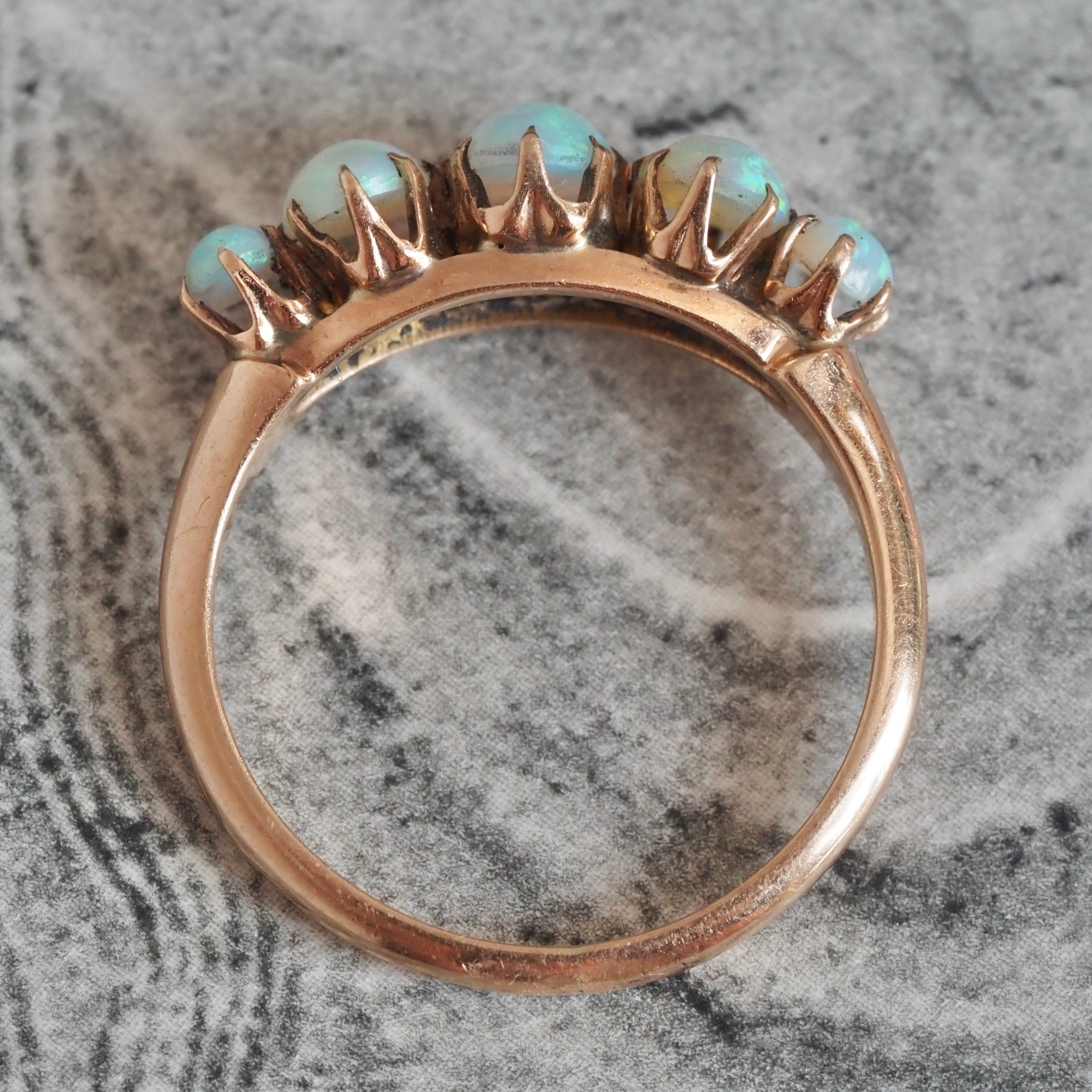 Antique Victorian Five Stone Opal 14k Gold Ring