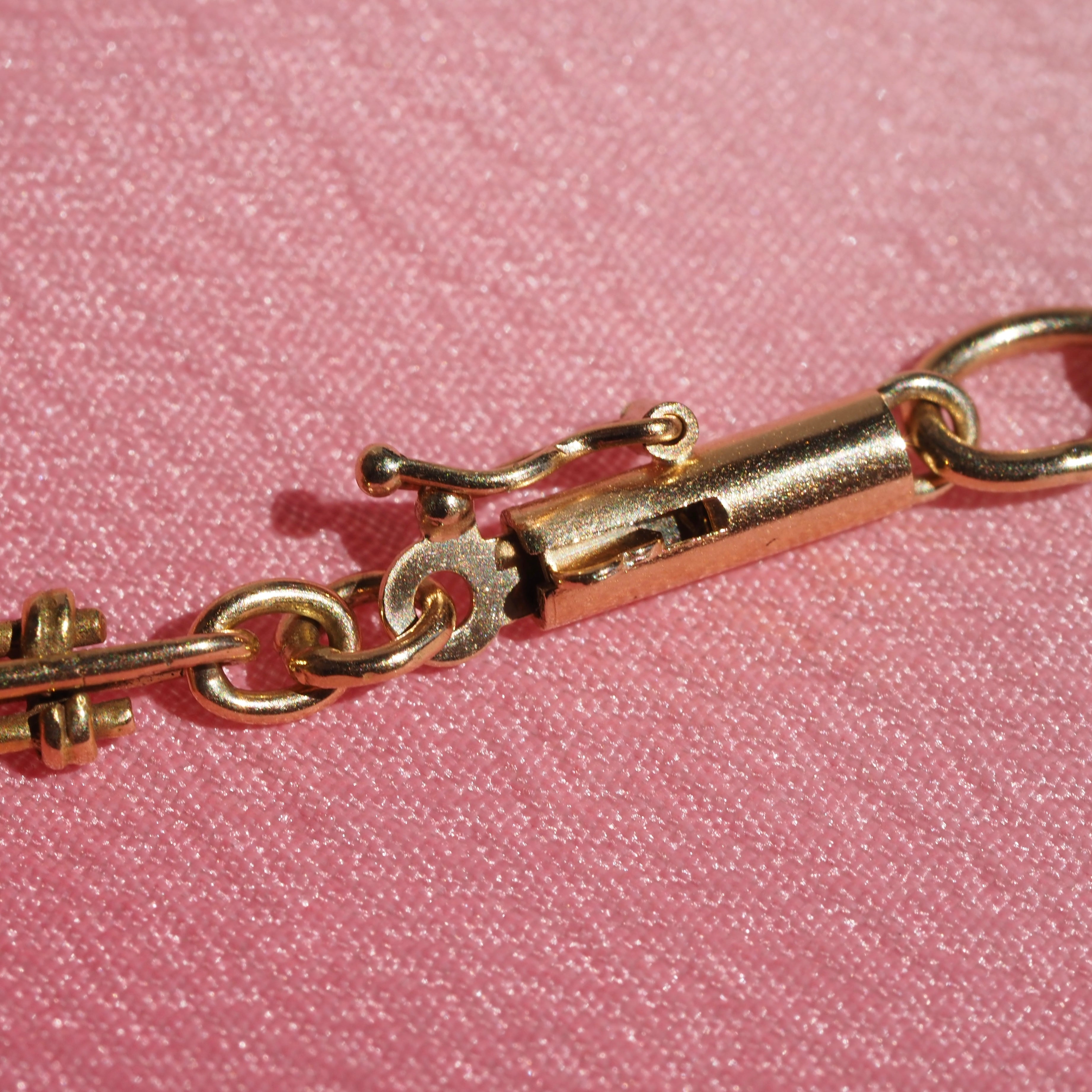 Antique 14k Gold Trombone Link Chain Necklace