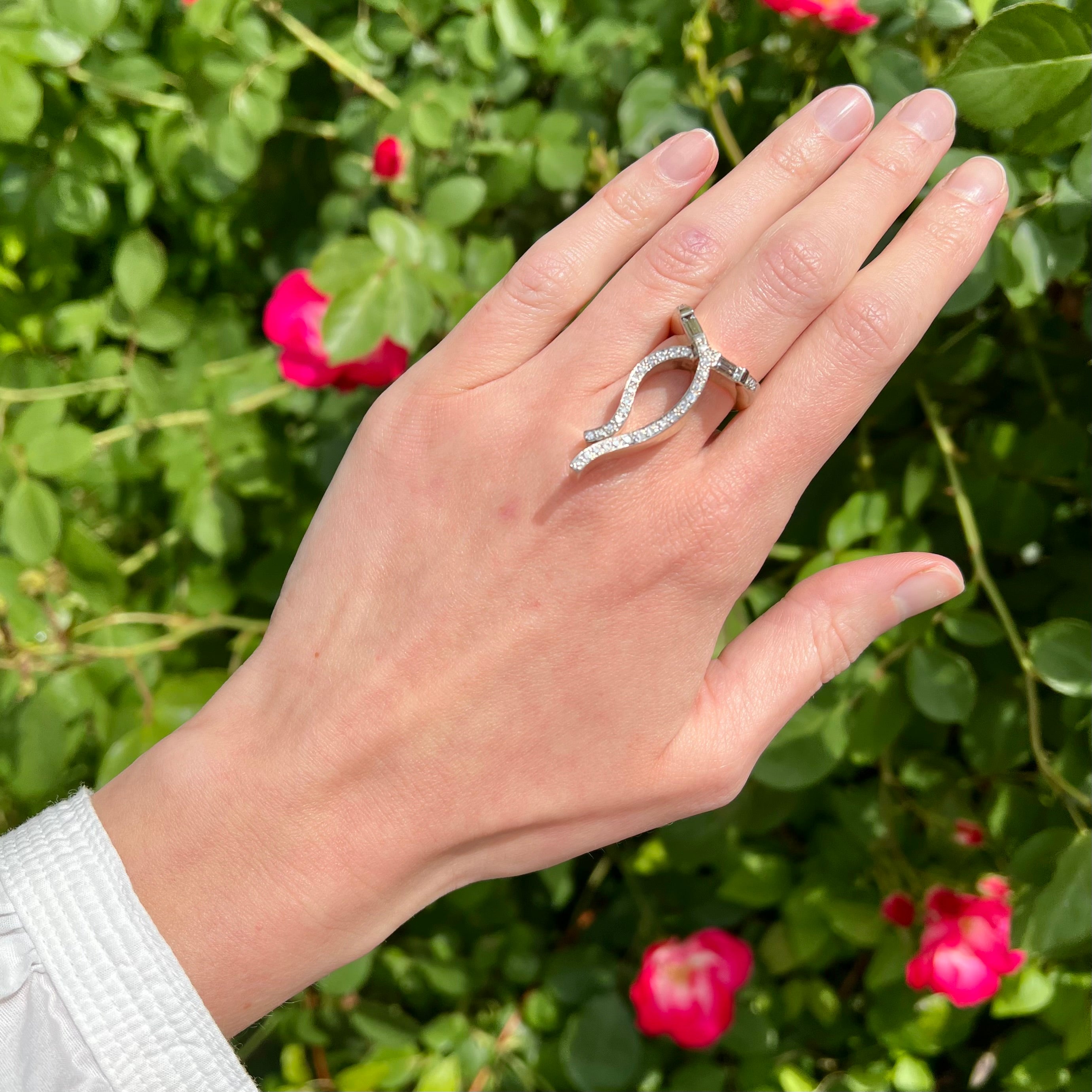 Vintage 14k Gold and Platinum Diamond Bow Ring