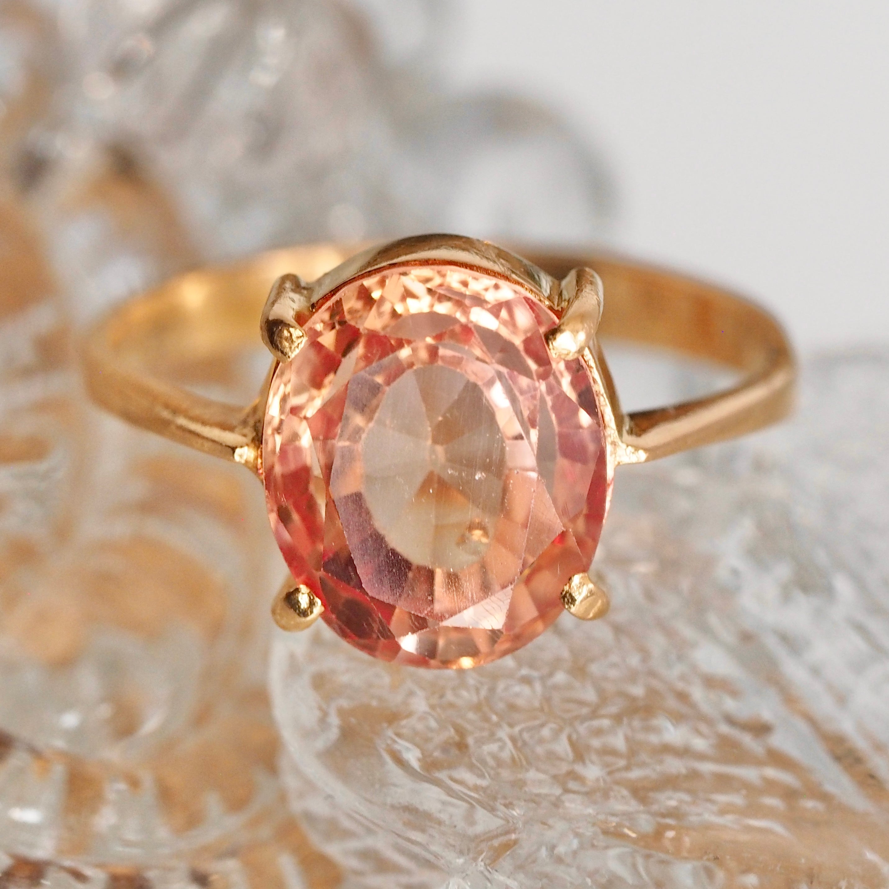 Vintage 22k Gold Padparadscha Sapphire Ring