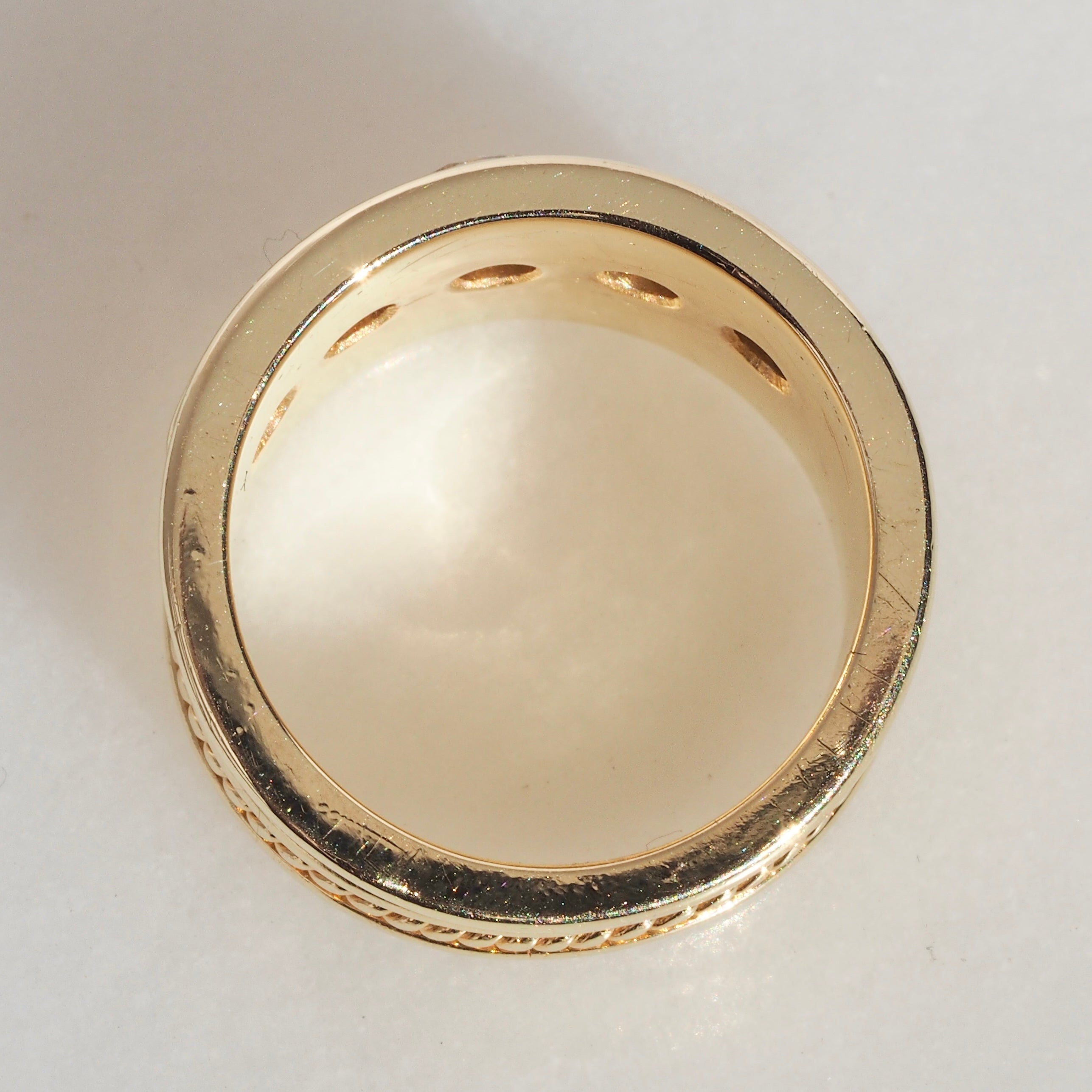 Vintage Byzantine Revival 18k Gold Five Stone Diamond Ring