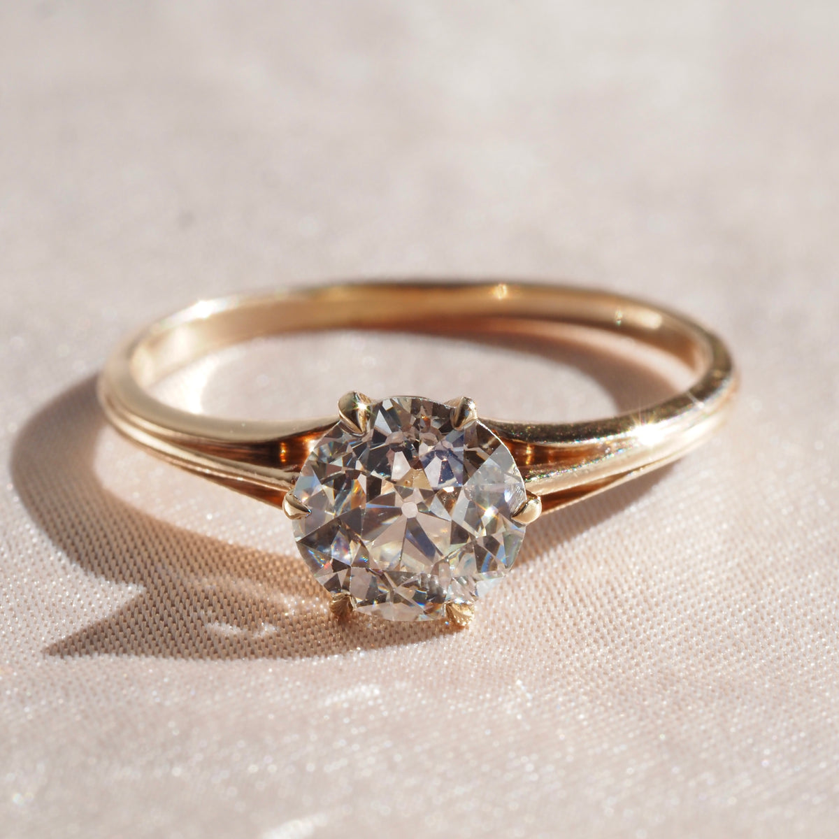 Antique Early 1900s Old European Cut Diamond 14k Gold Engagement Ring