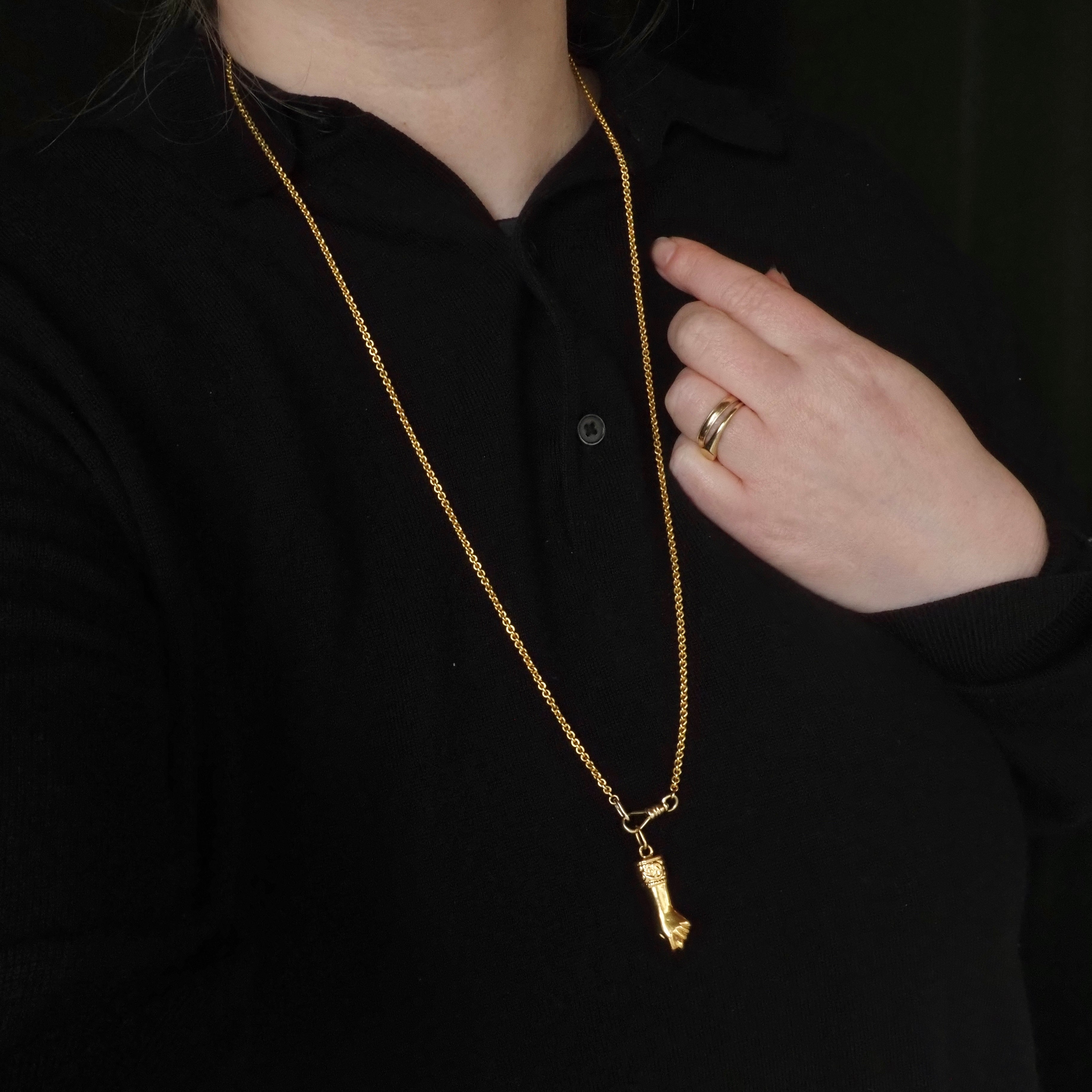 Vintage 18k Gold Cable Chain Necklace with 14k Gold Dog Clip