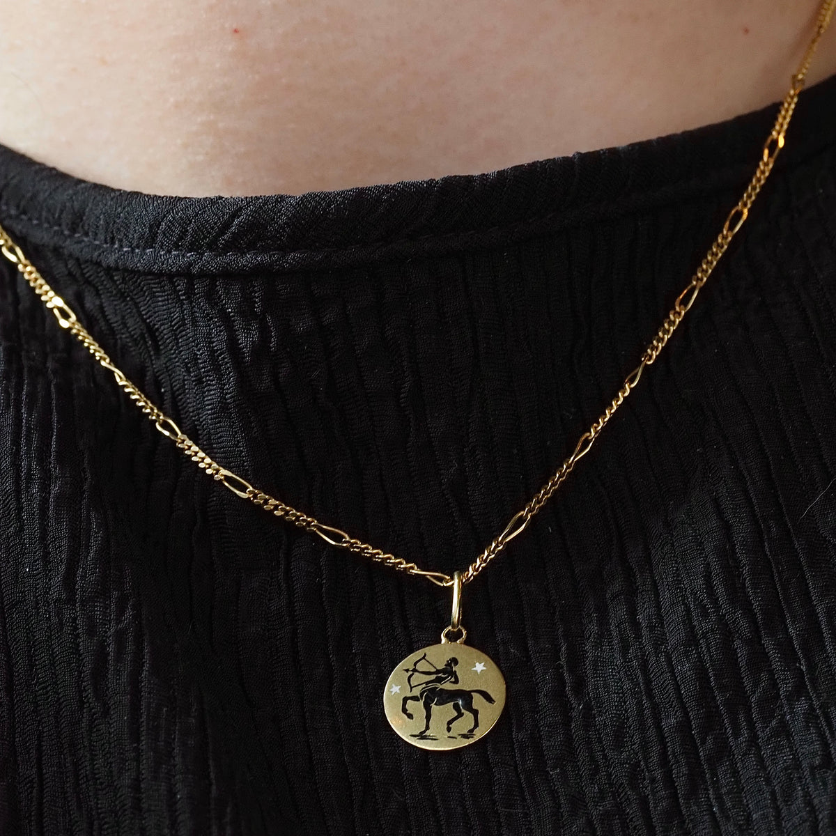 Vintage Italian Sagittarius Enamel and 18k Gold Charm