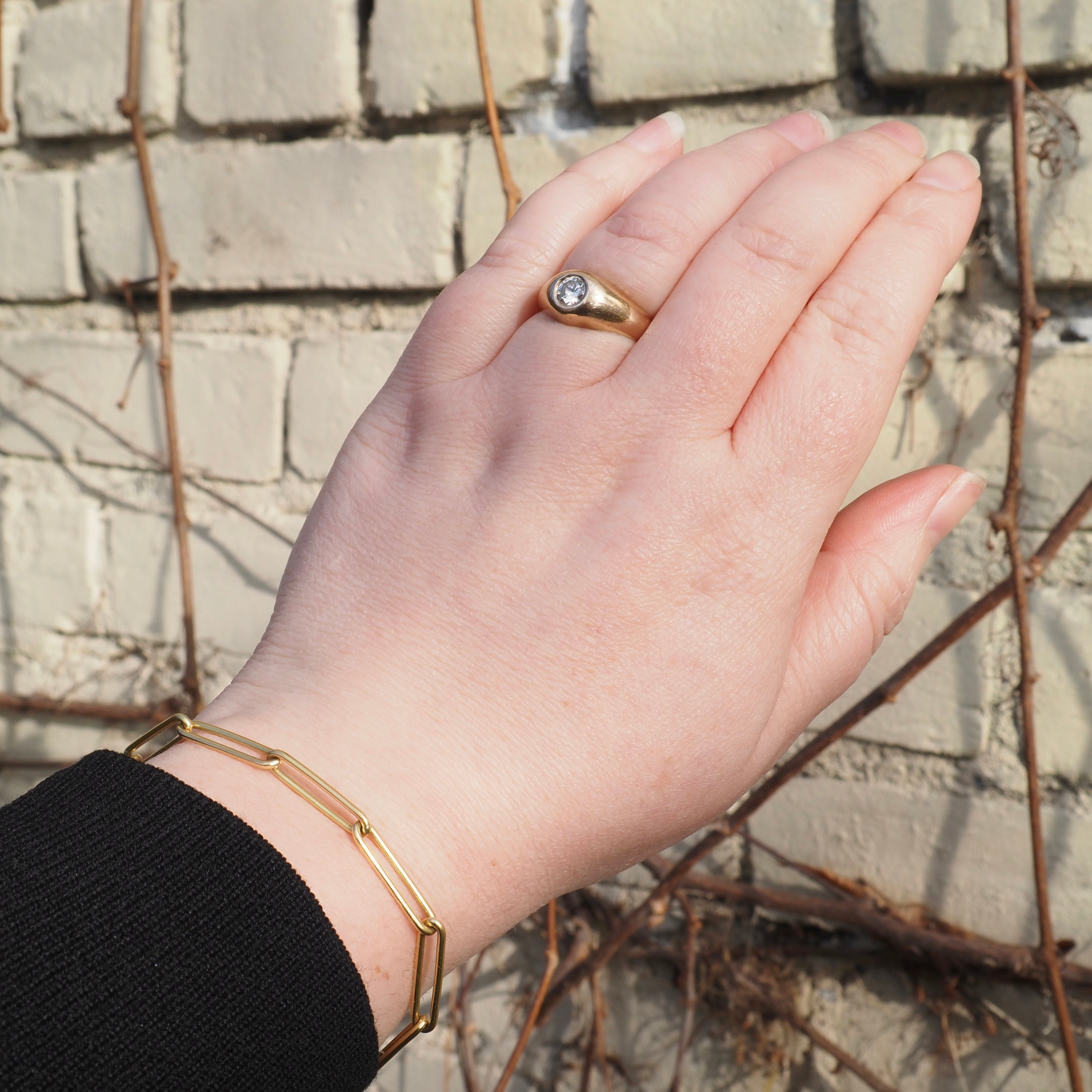 Vintage Solid 18k Gold Paper Clip Chain Bracelet