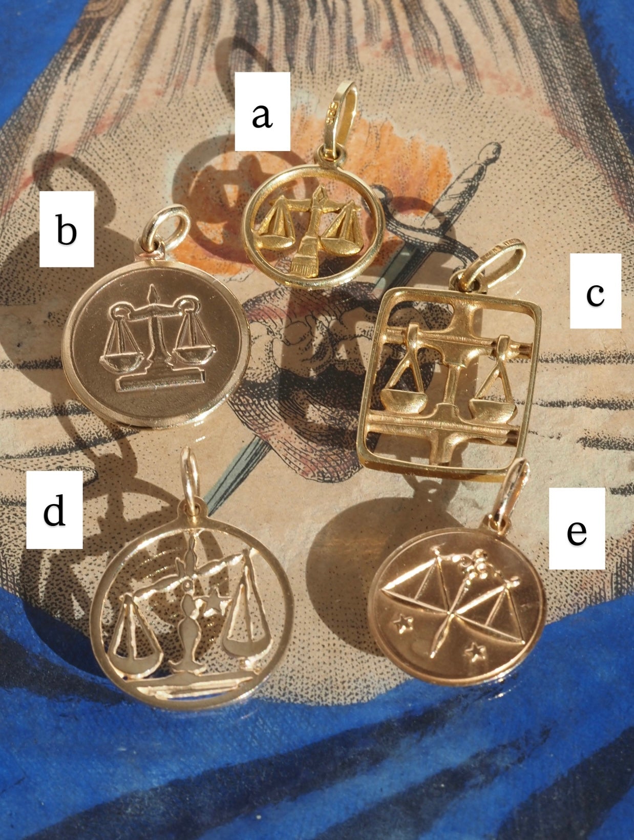 Vintage Gold Libra Pendants