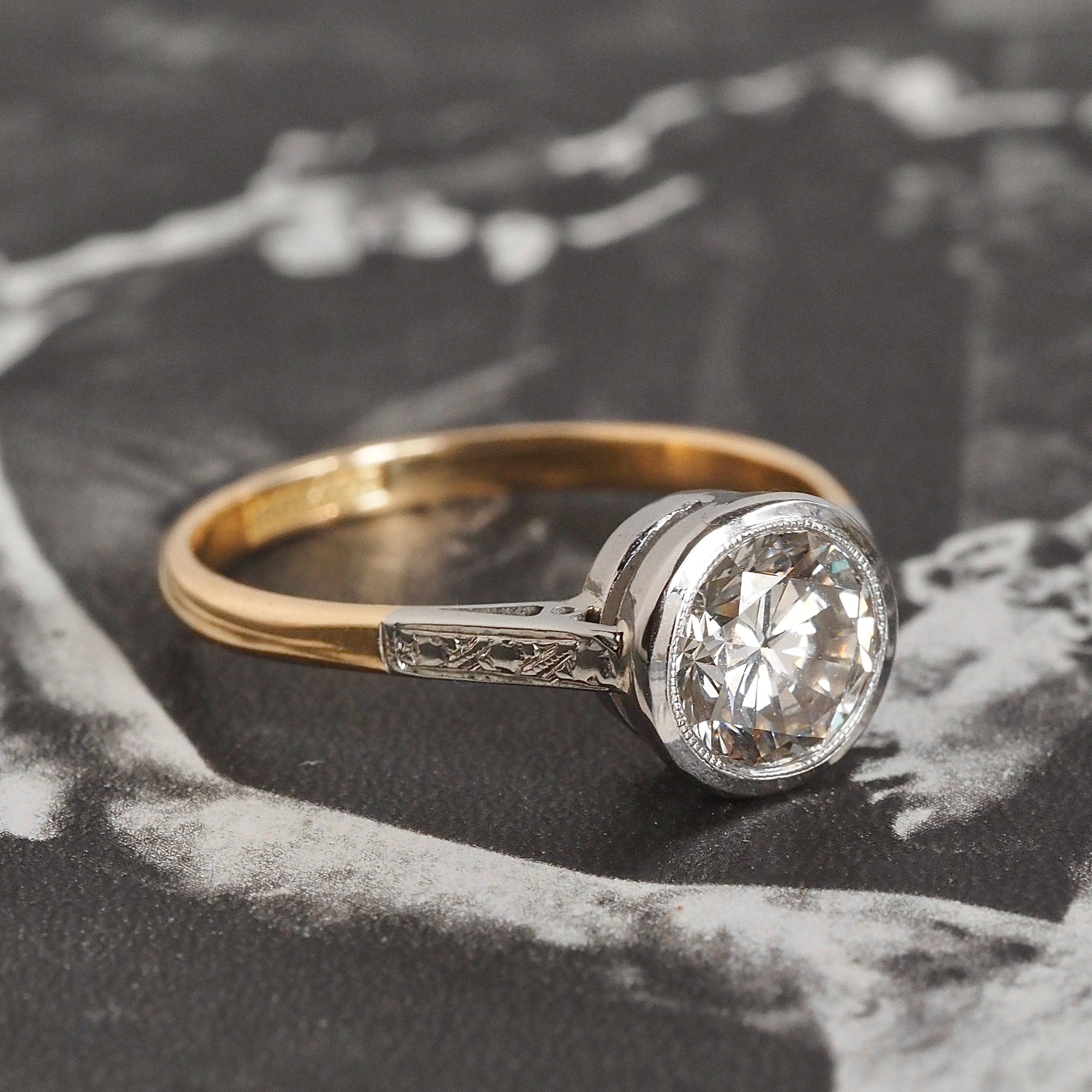 Vintage 1.24ct Diamond 18k and Platinum Engagement Ring