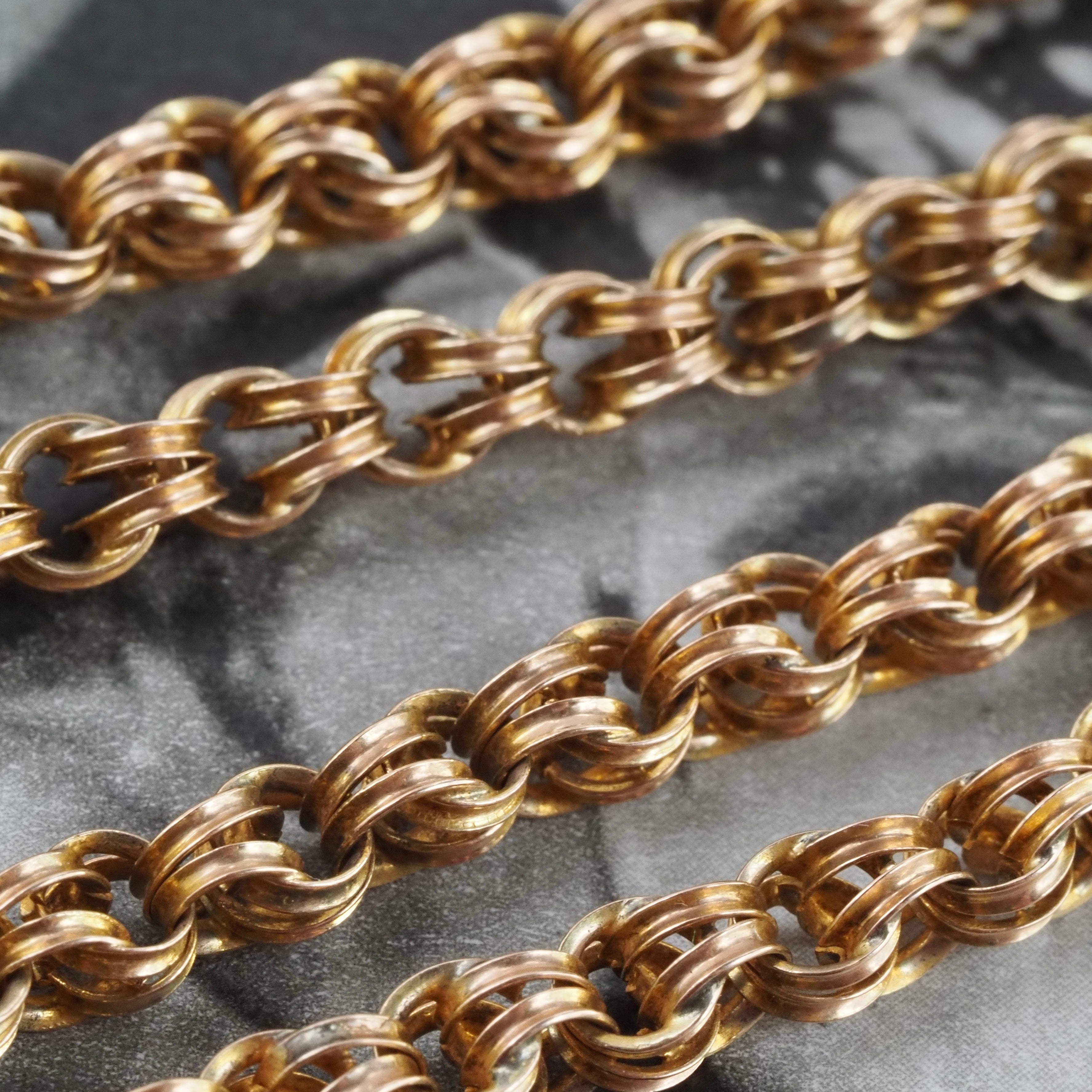 Antique Victorian 14k Gold Double Fluted Rolo Chain