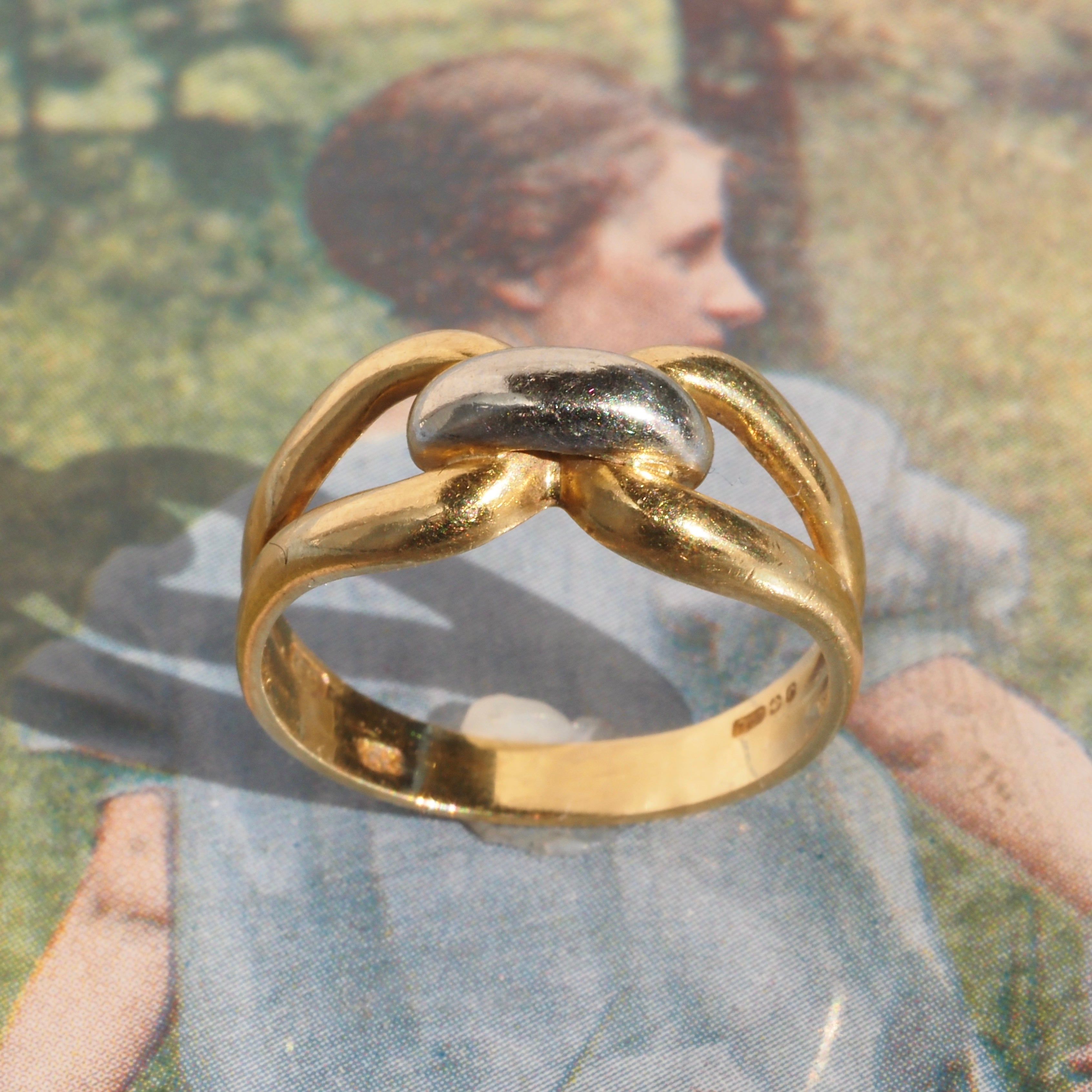 Vintage Knot 18k White & Yellow Gold Ring