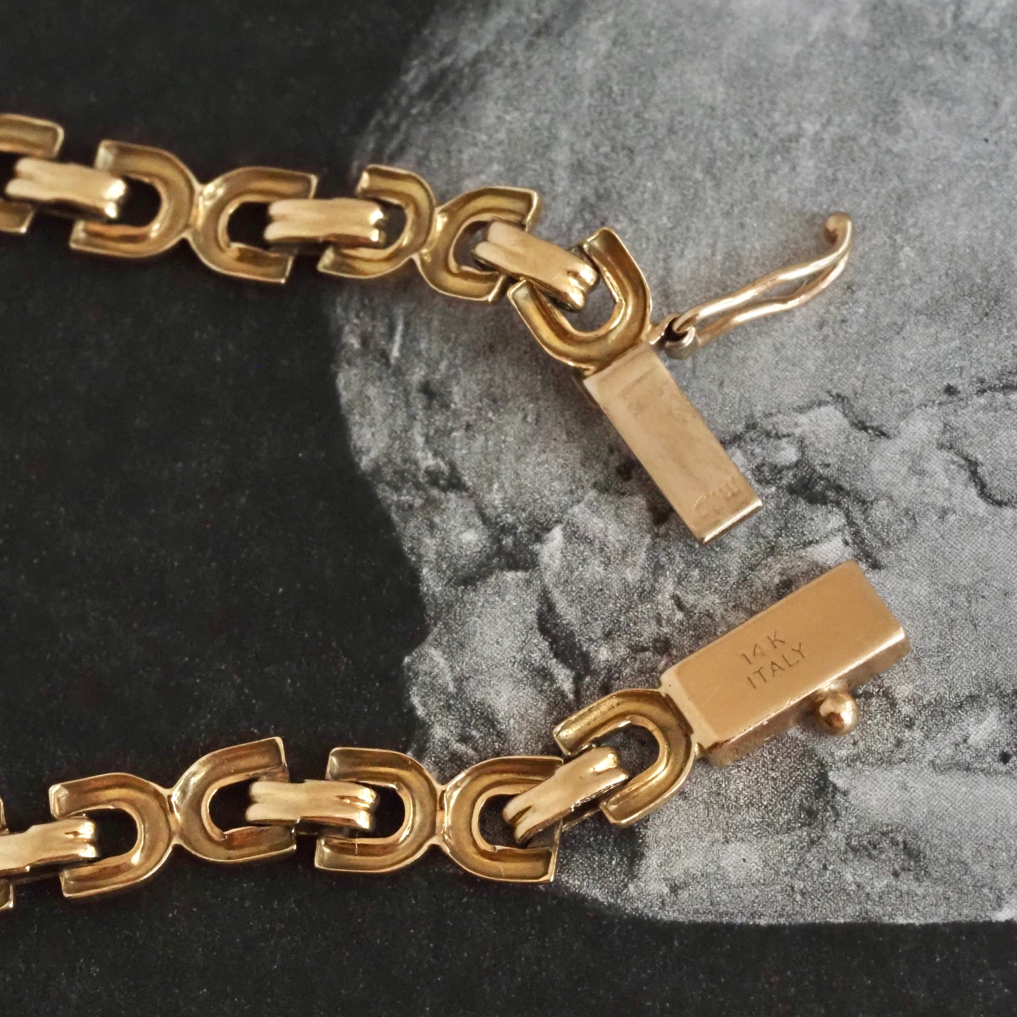 Vintage Italian Arc Link 14k Gold Bracelet