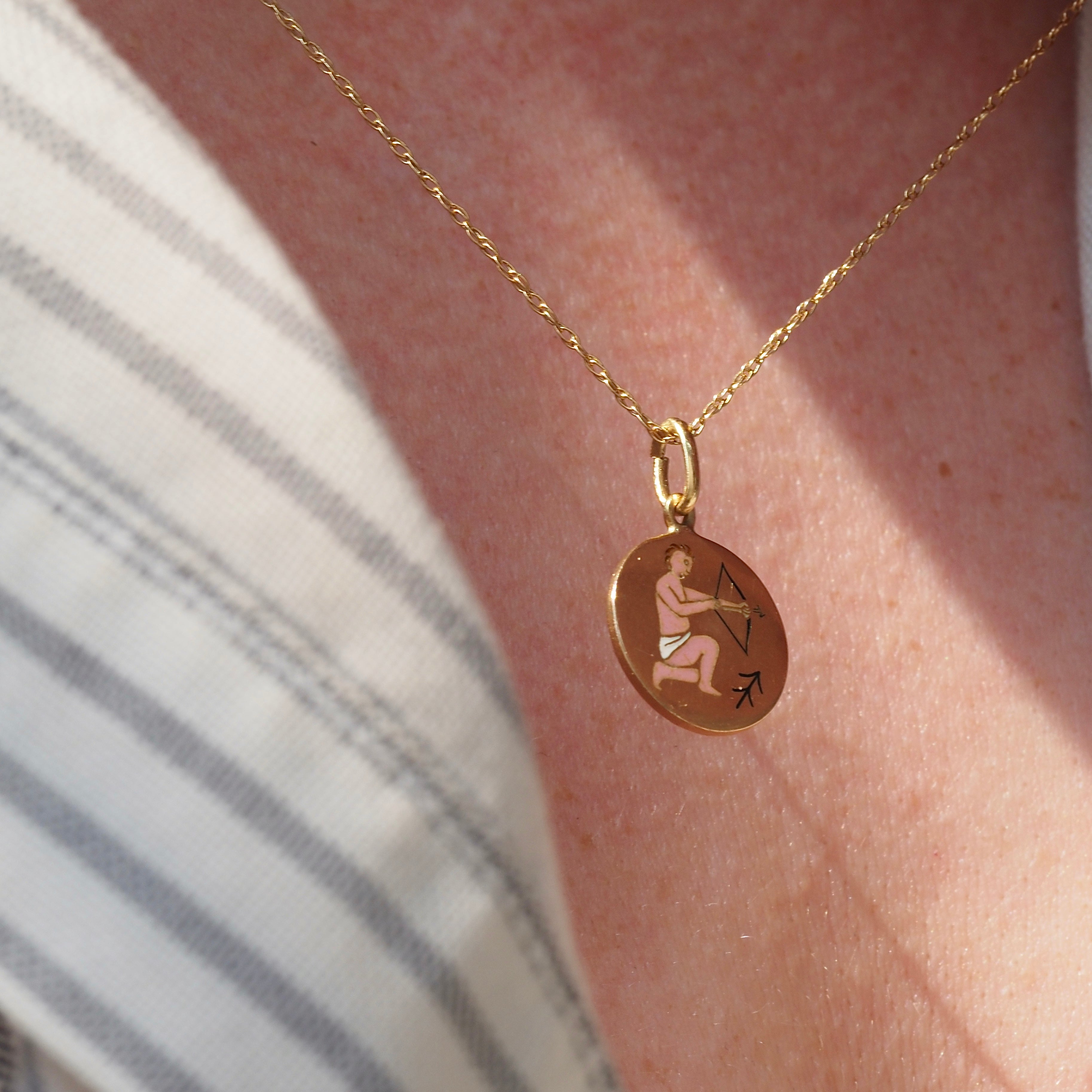 Vintage 14K Gold Enamel Sagittarius Charm