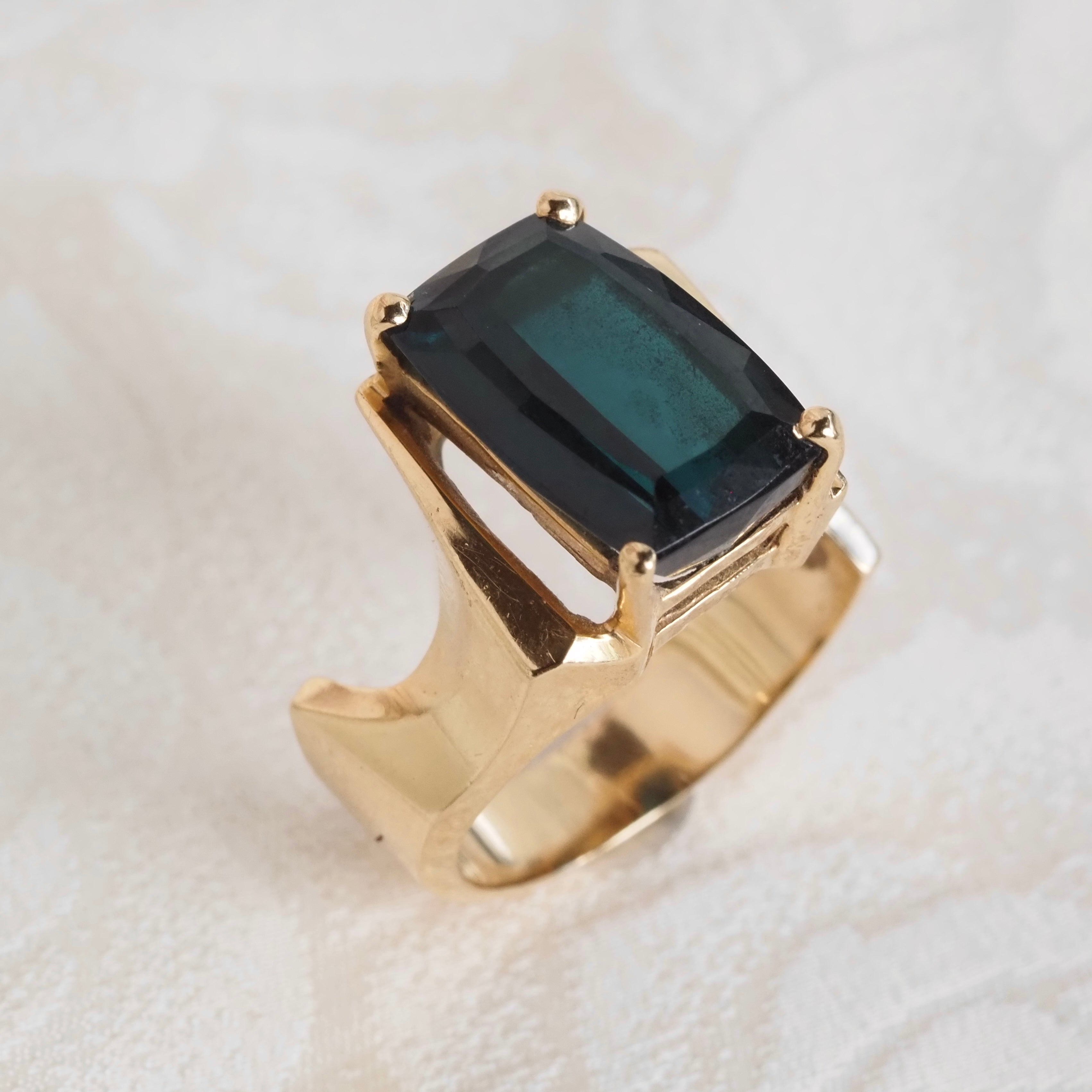 Vintage Indicolite Tourmaline 14k Gold Ring