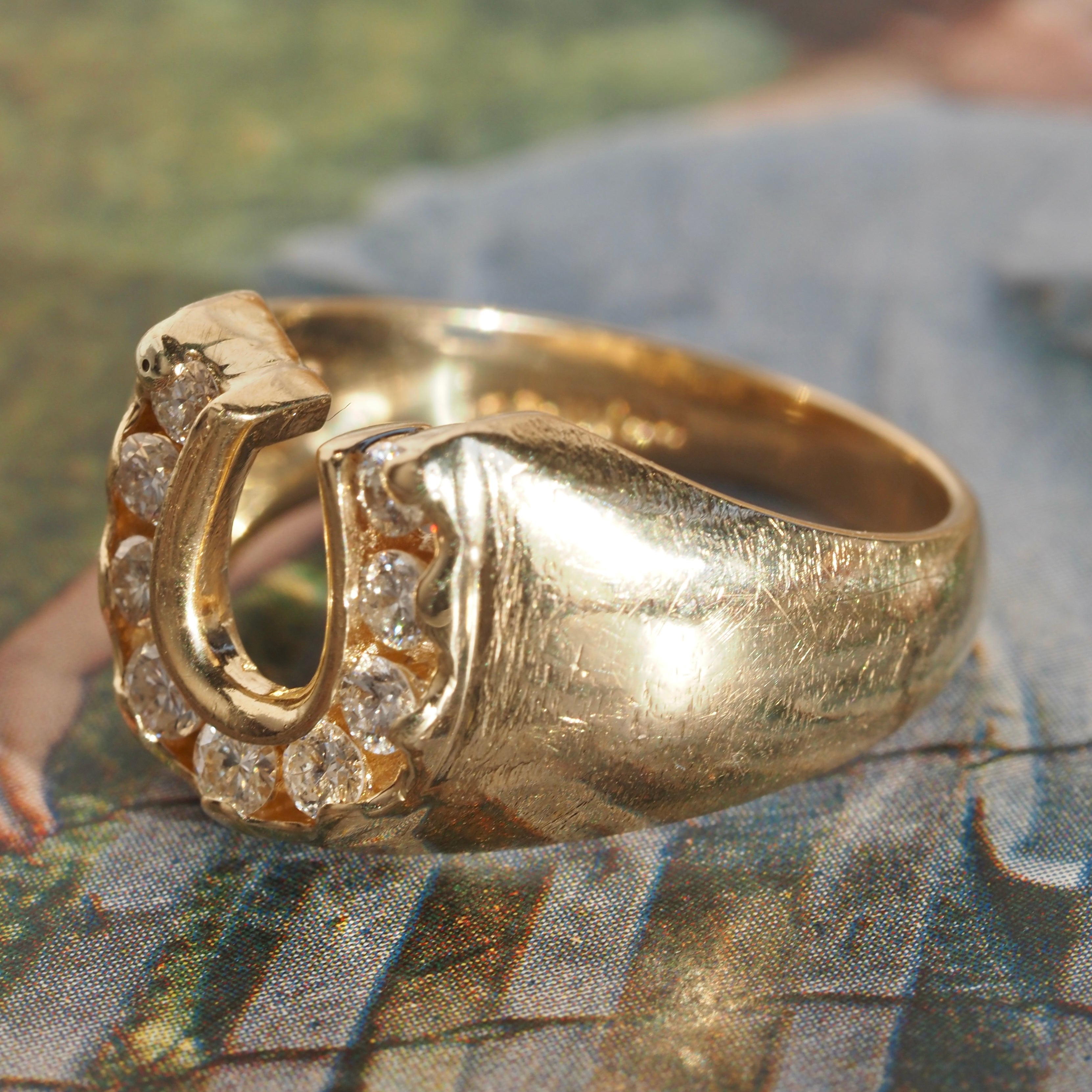 Vintage Diamond Horseshoe 14k Gold Ring