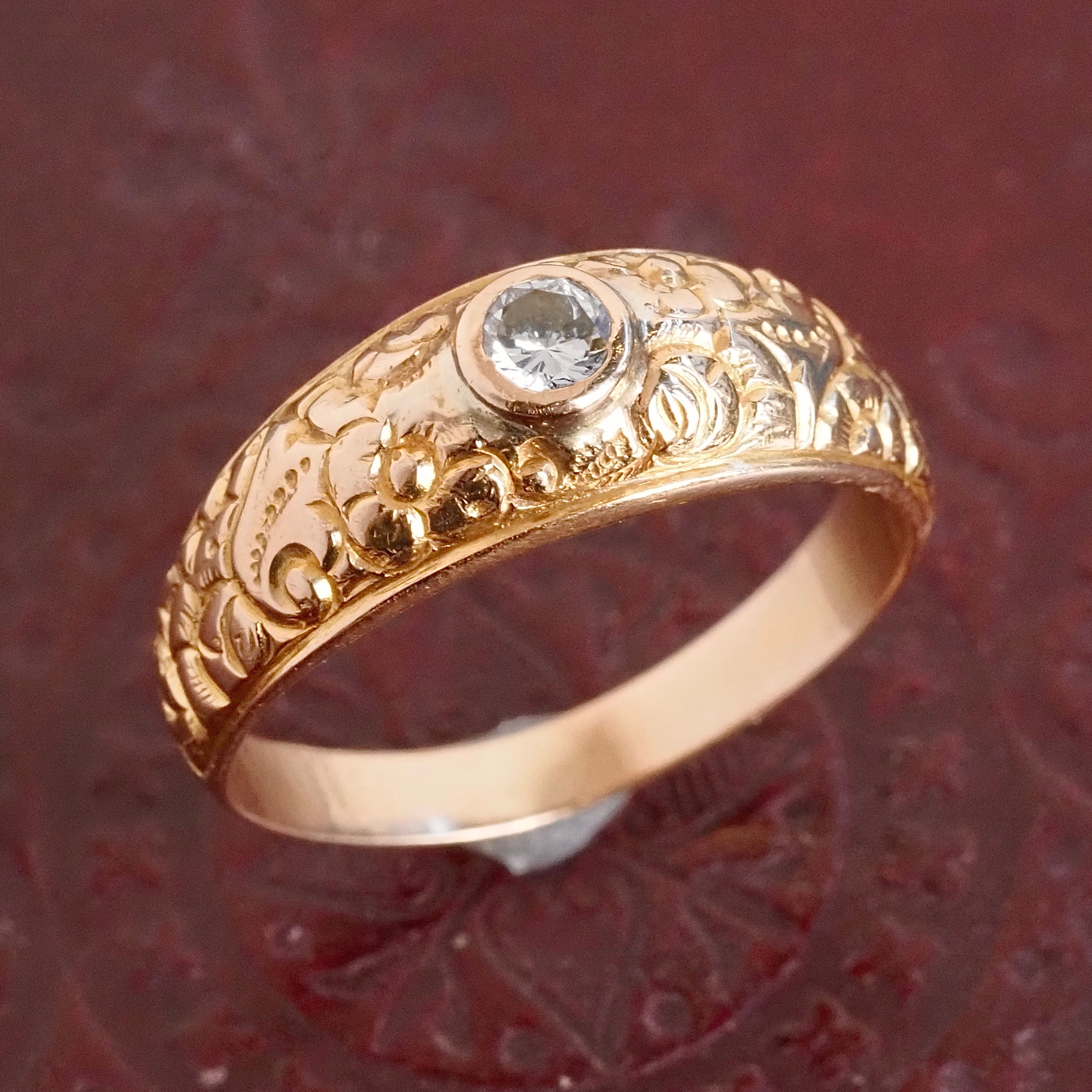 Vintage Portuguese Floral 19k Gold Diamond Ring