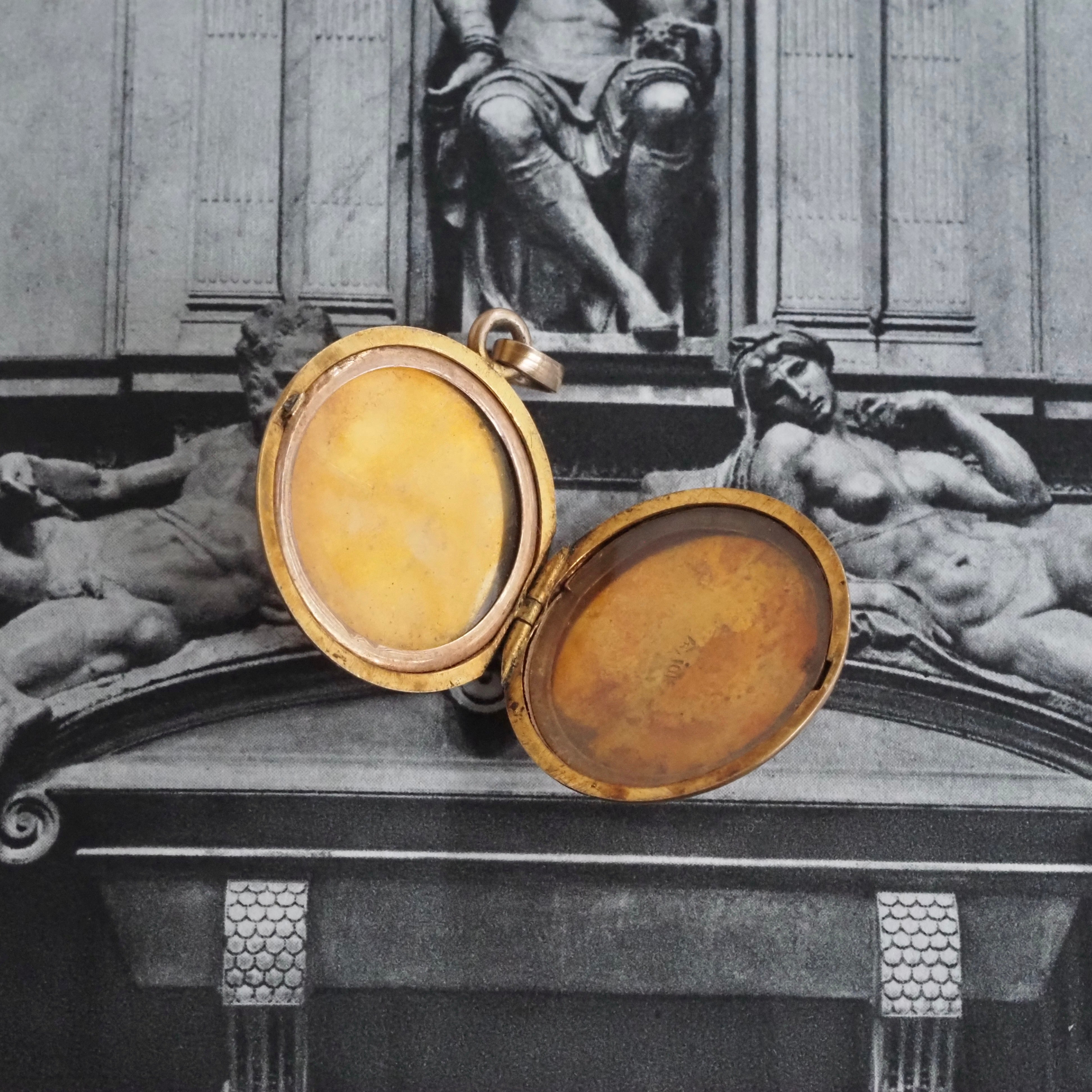 Antique Victorian Locket Rose & Green 14k Gold Charm