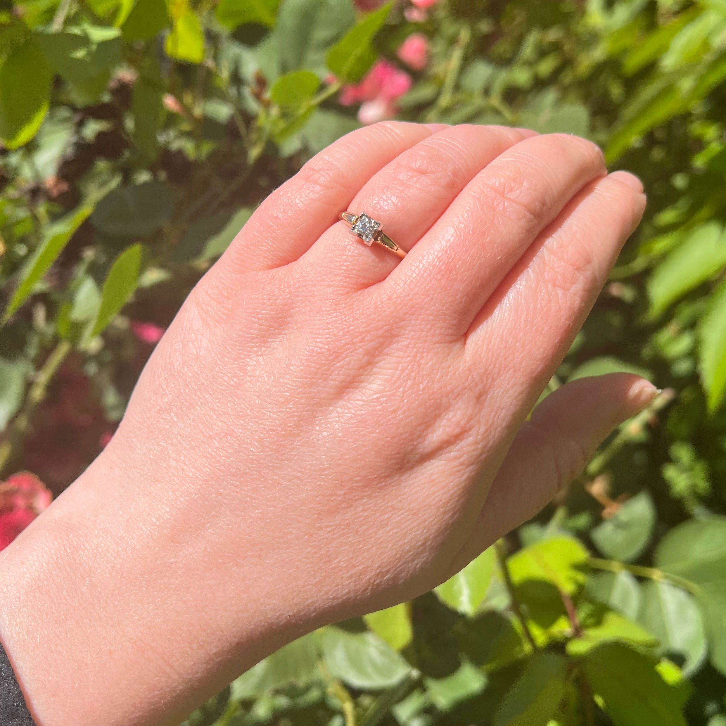 Mid-Century Old European Cut Diamond 14k Gold Engagement Ring