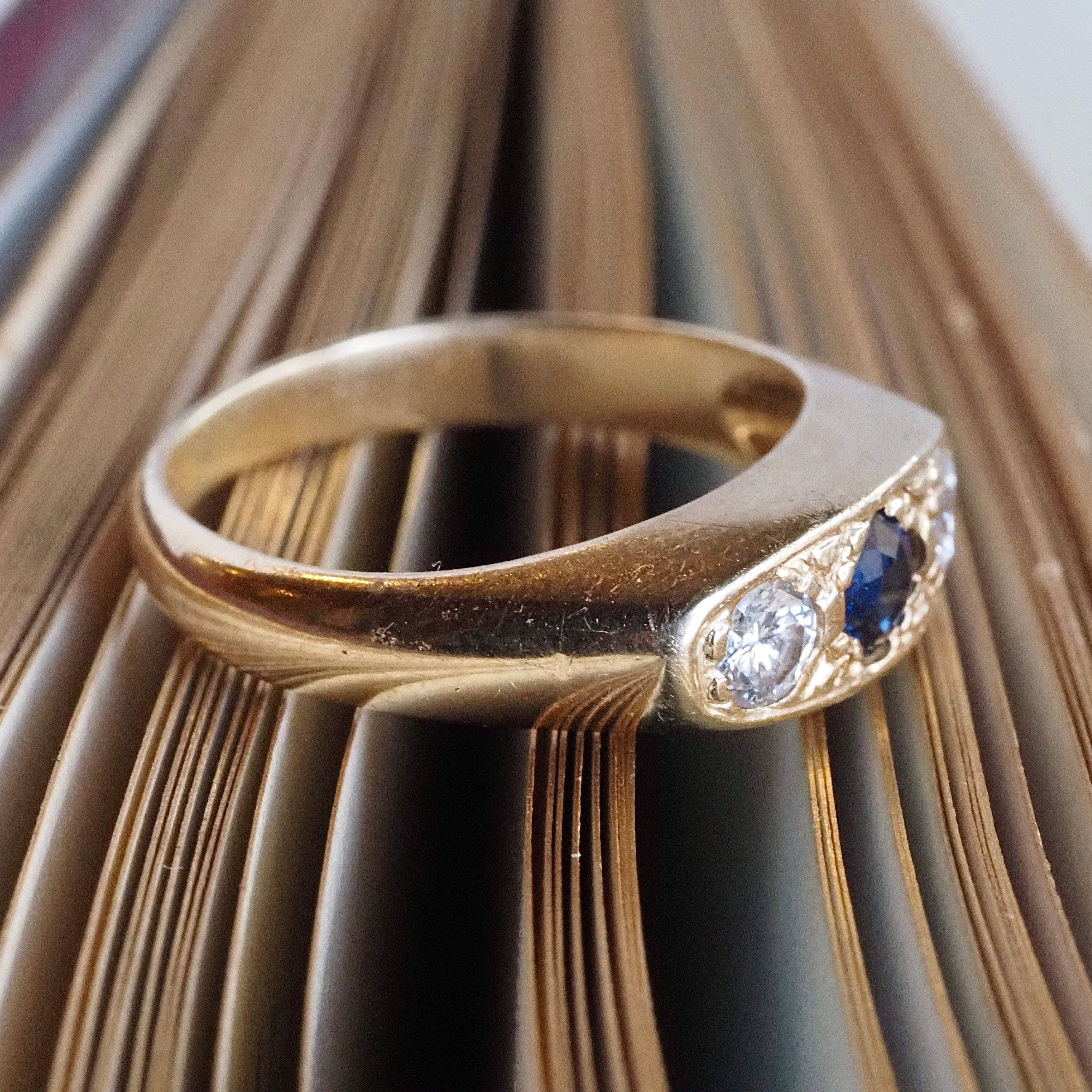 Vintage Sapphire and Diamond 14k Gold Trilogy Ring