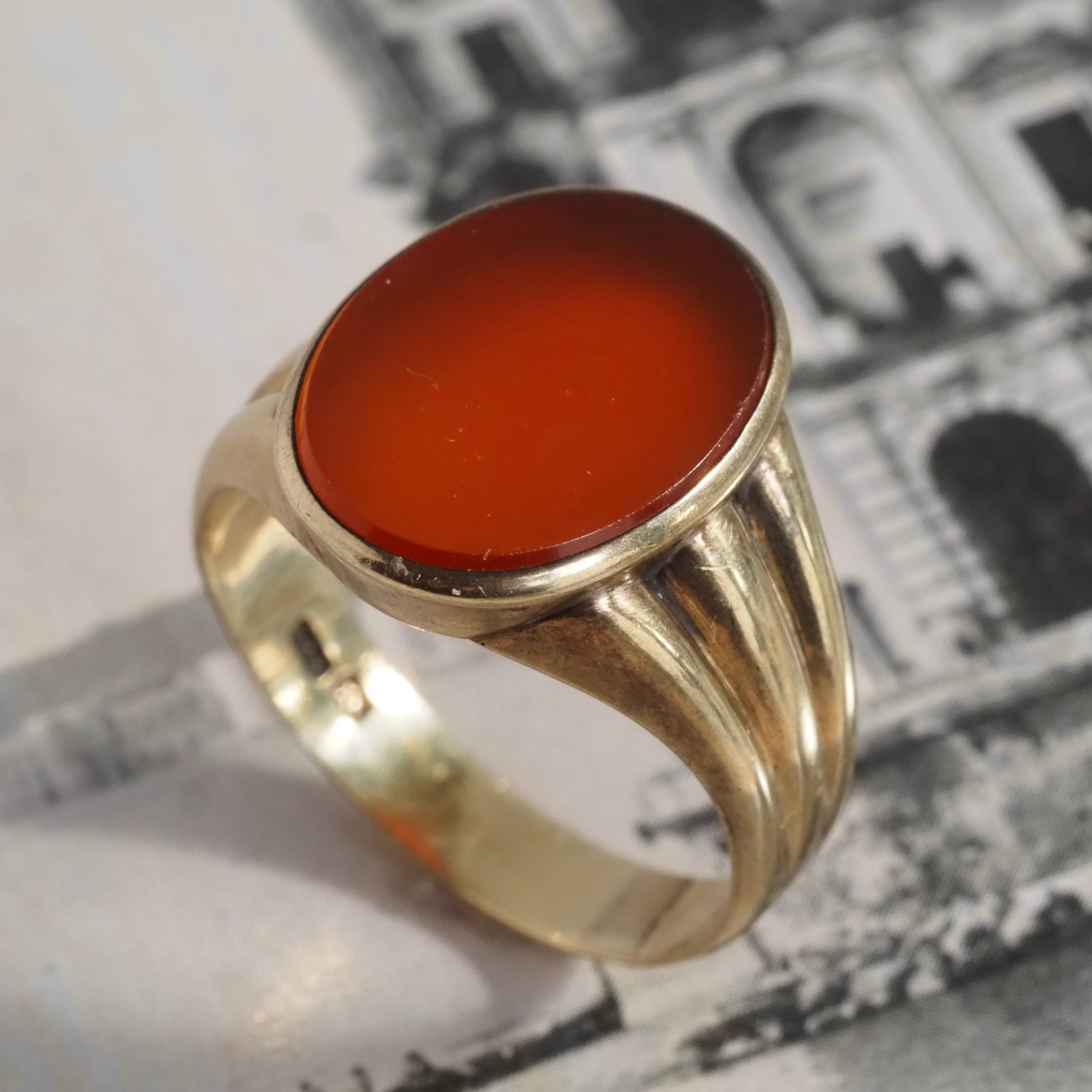 Antique Edwardian Carnelian Signet 8k Gold Ring