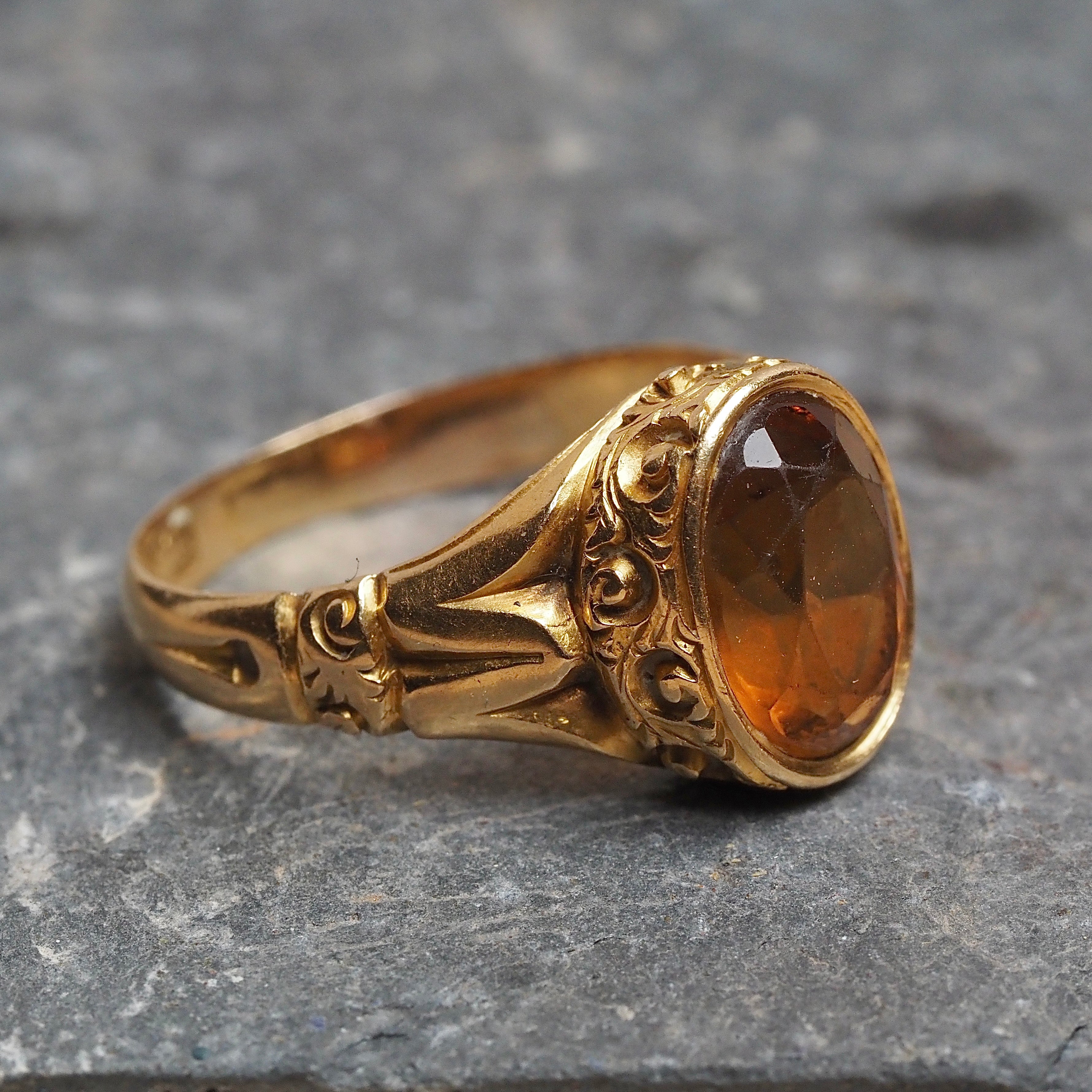 Antique English Citrine 18k Gold Ring