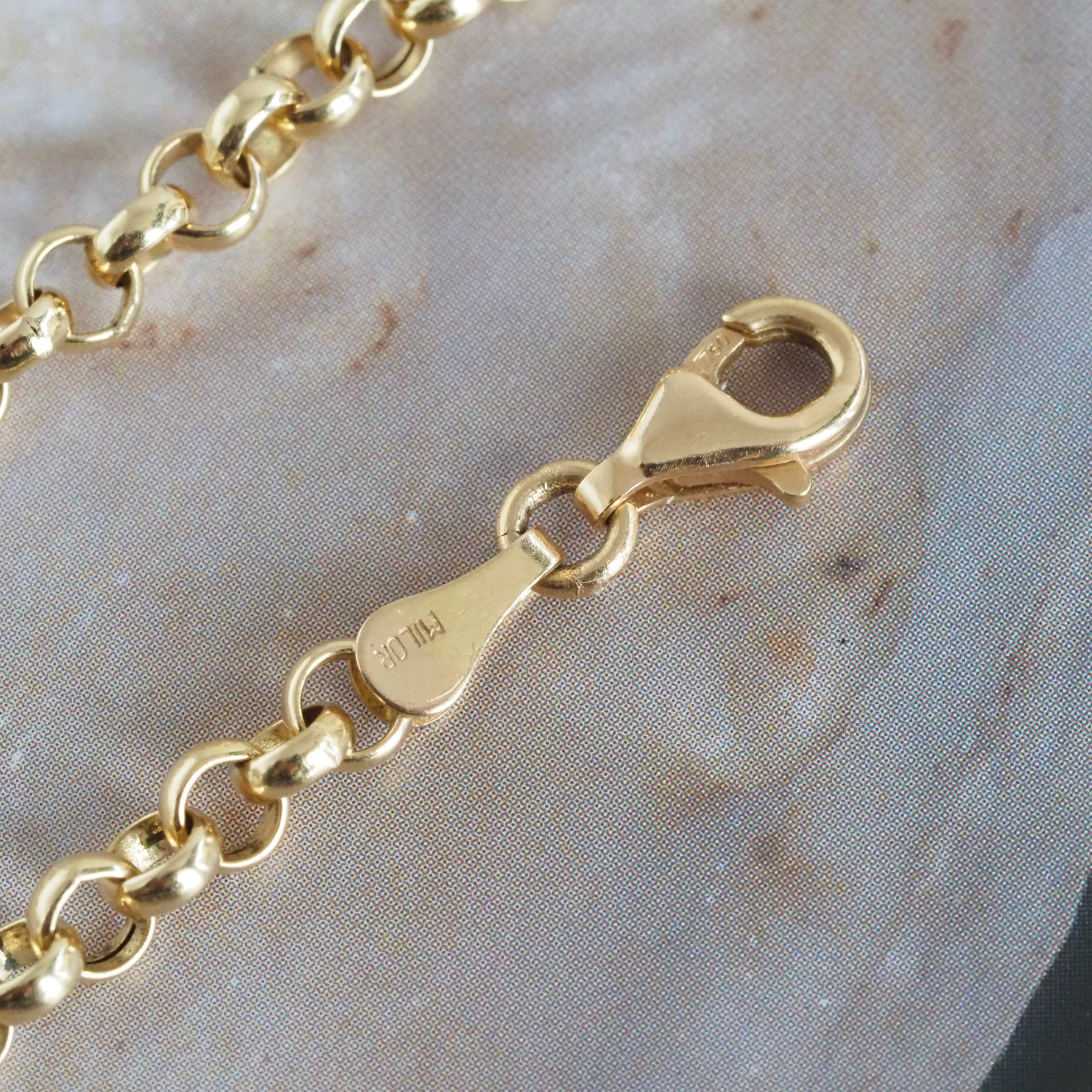 Vintage Italian 18k Gold Rolo Chain Necklace