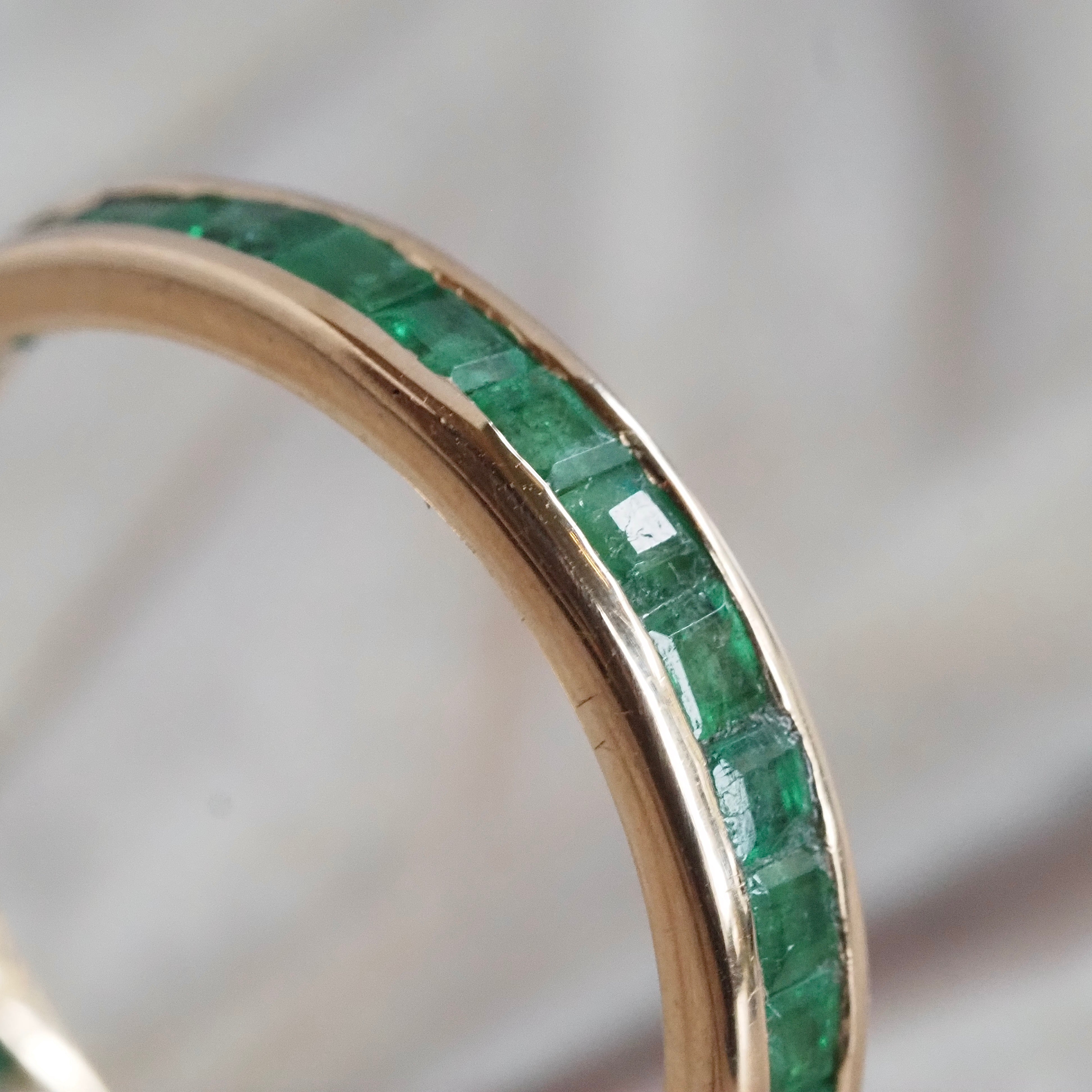 Vintage 14k Gold Emerald Eternity Band