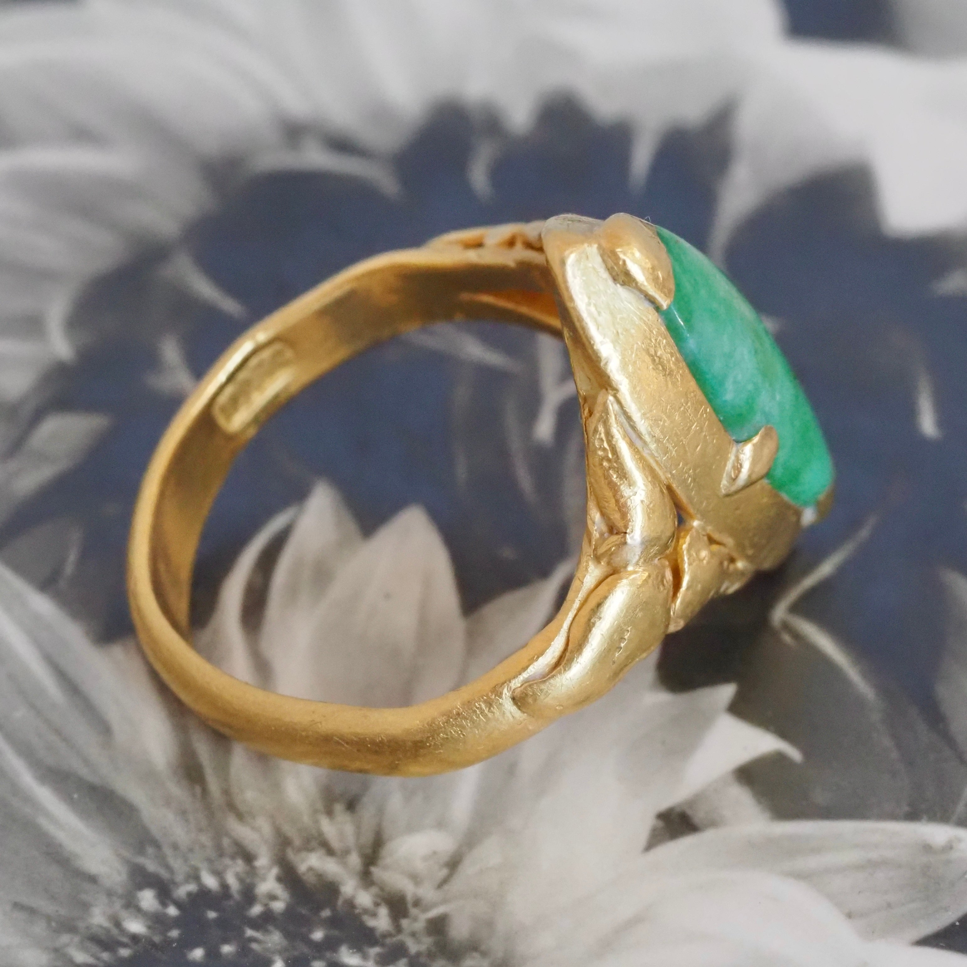 Antique Chinese 24k Gold Jade Ring