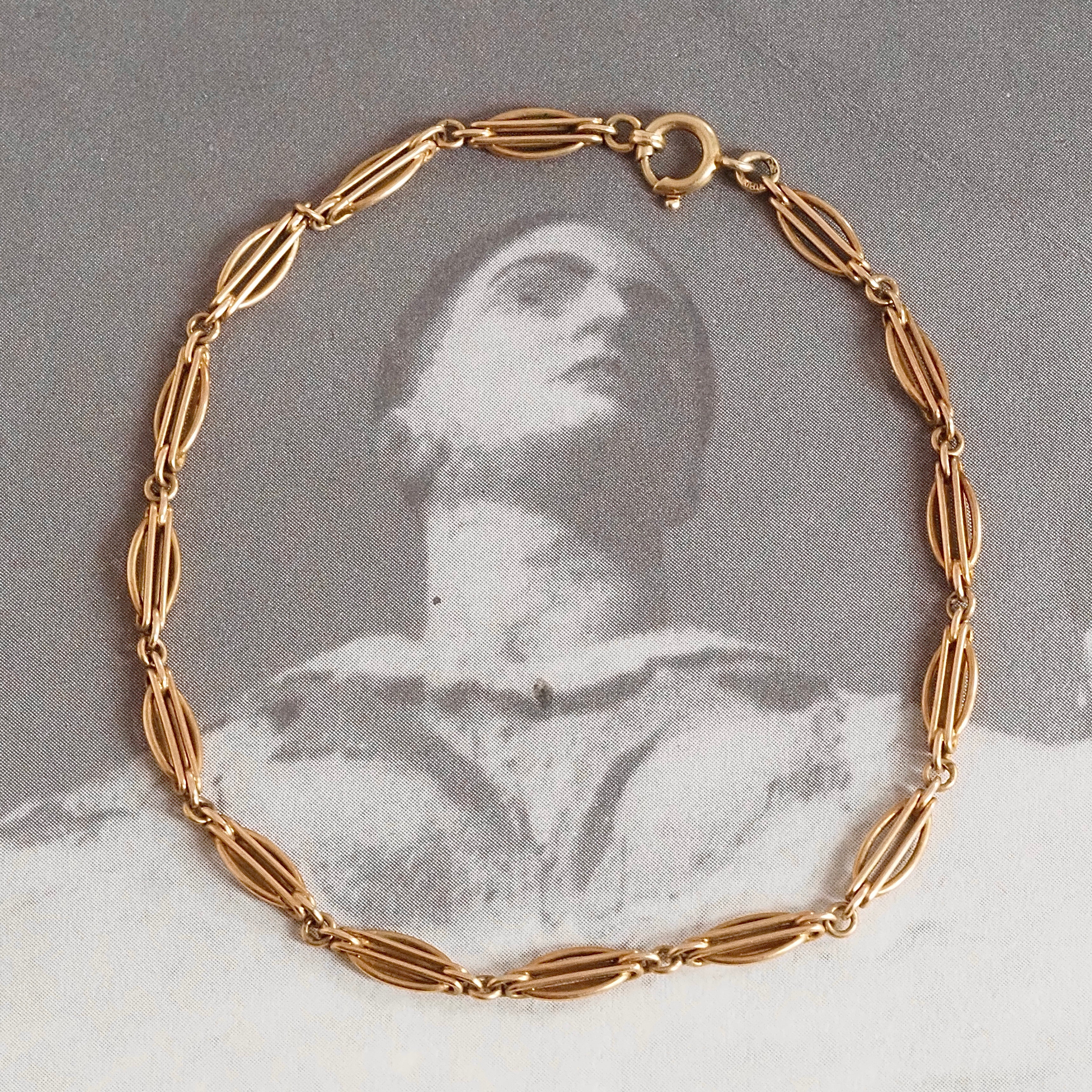 Antique Fancy Watch Chain 14k Gold Bracelet