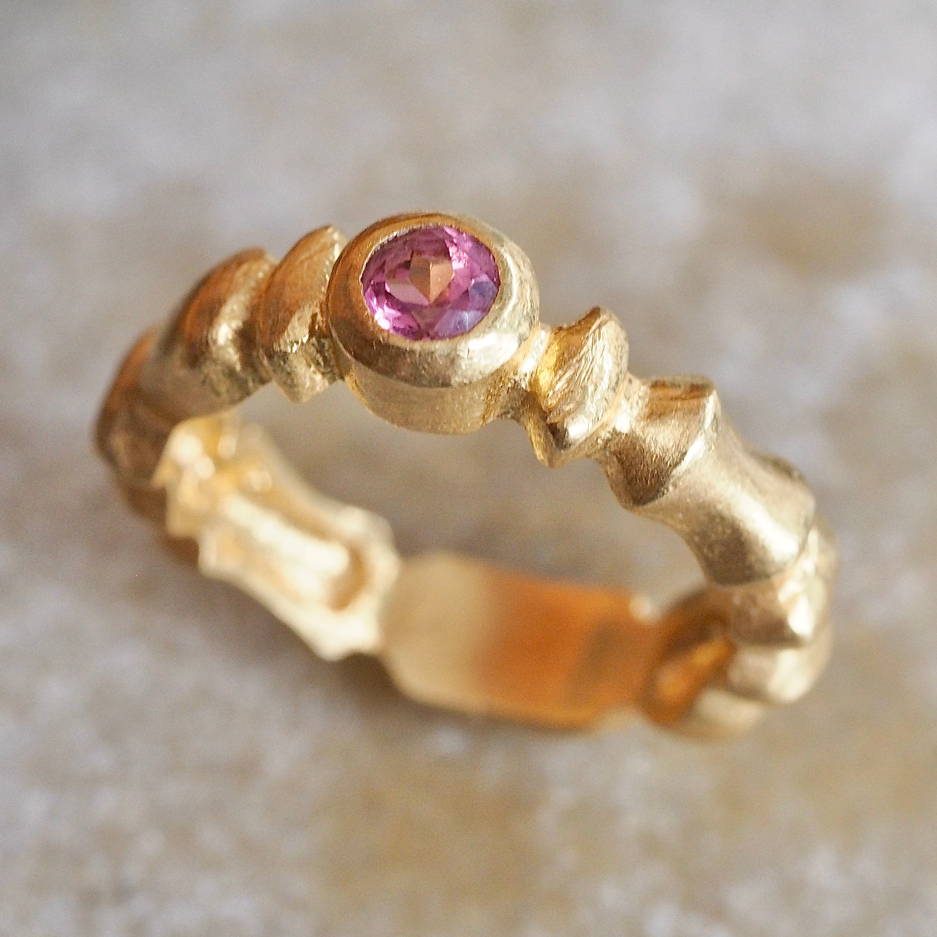 22k Gold Pink Tourmaline Ring