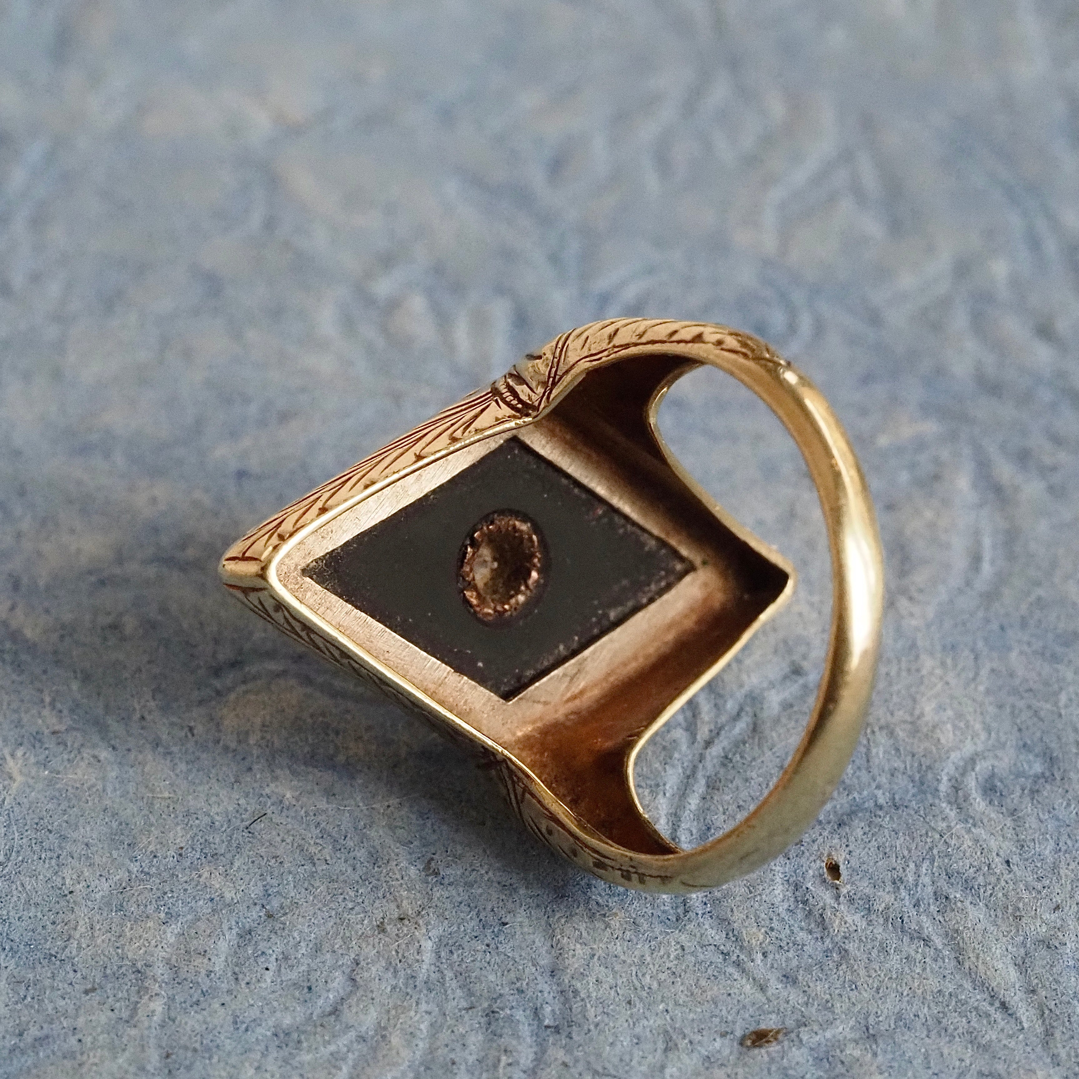 Art Deco Onyx Diamond 14k White Gold Ring