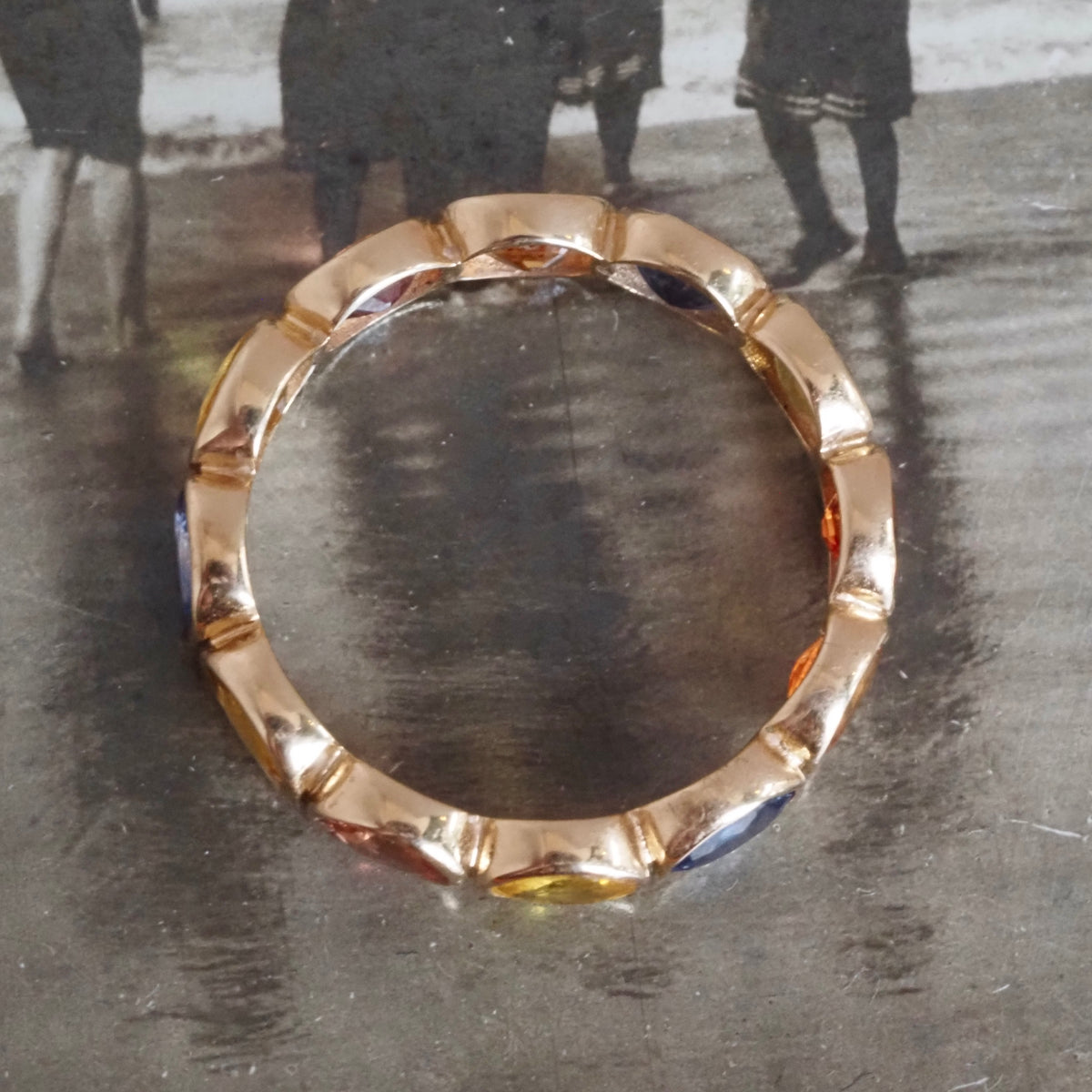 Multicolored Sapphire Eternity 14k Gold Ring