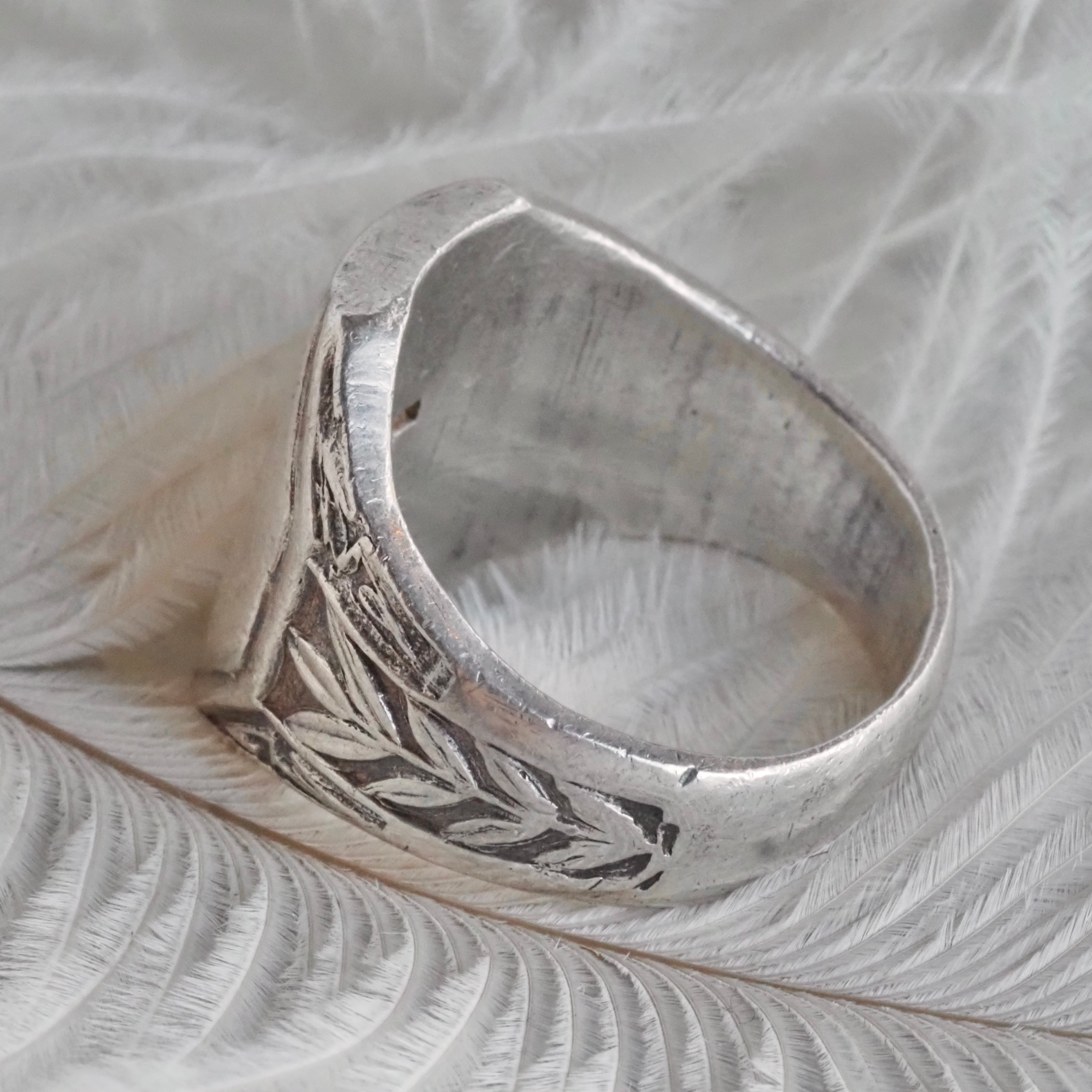 Antique Sterling Silver Shield Signet Ring