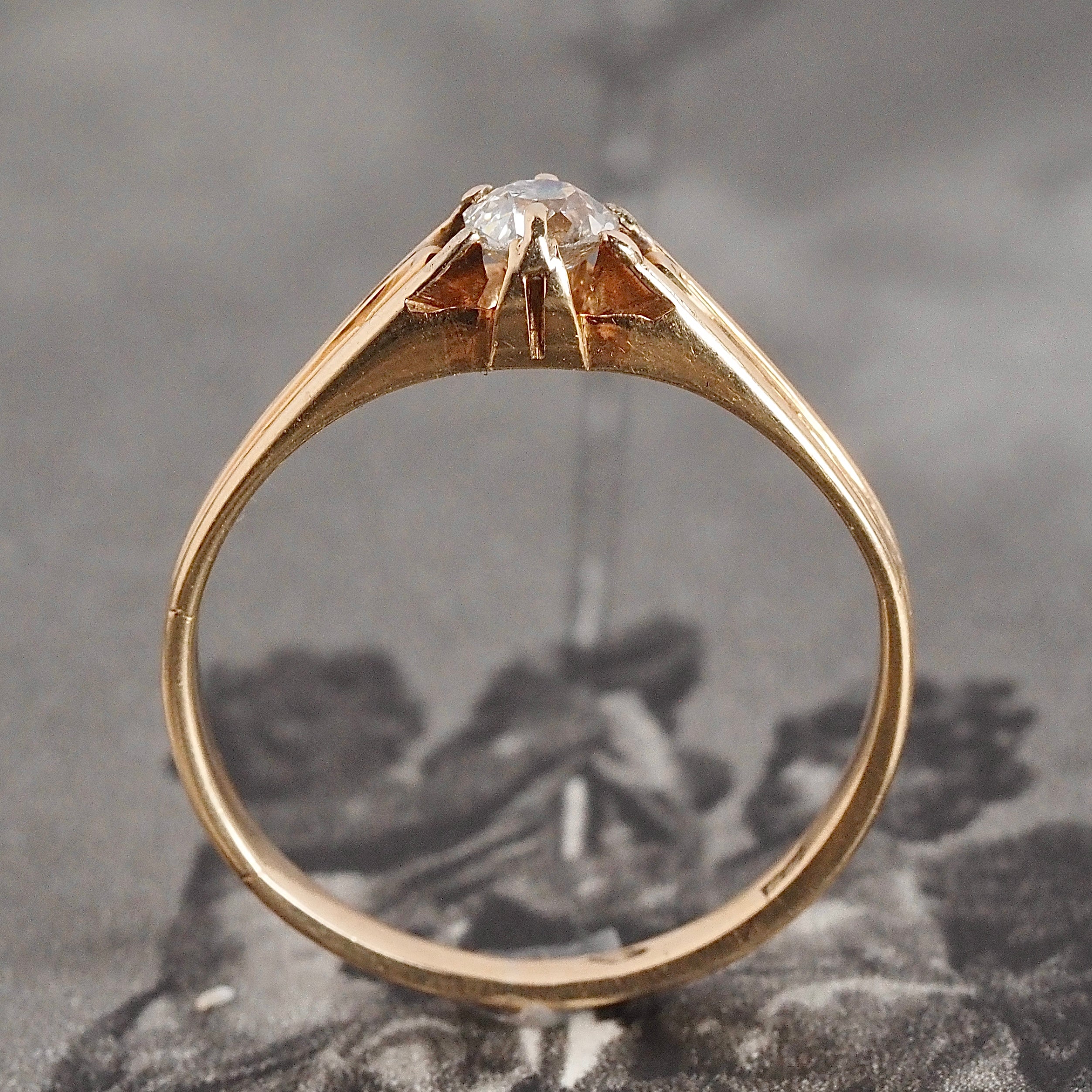 Antique Austro-Hungarian Old Mine Cut Diamond 14k Gold Solitaire Engagement Ring